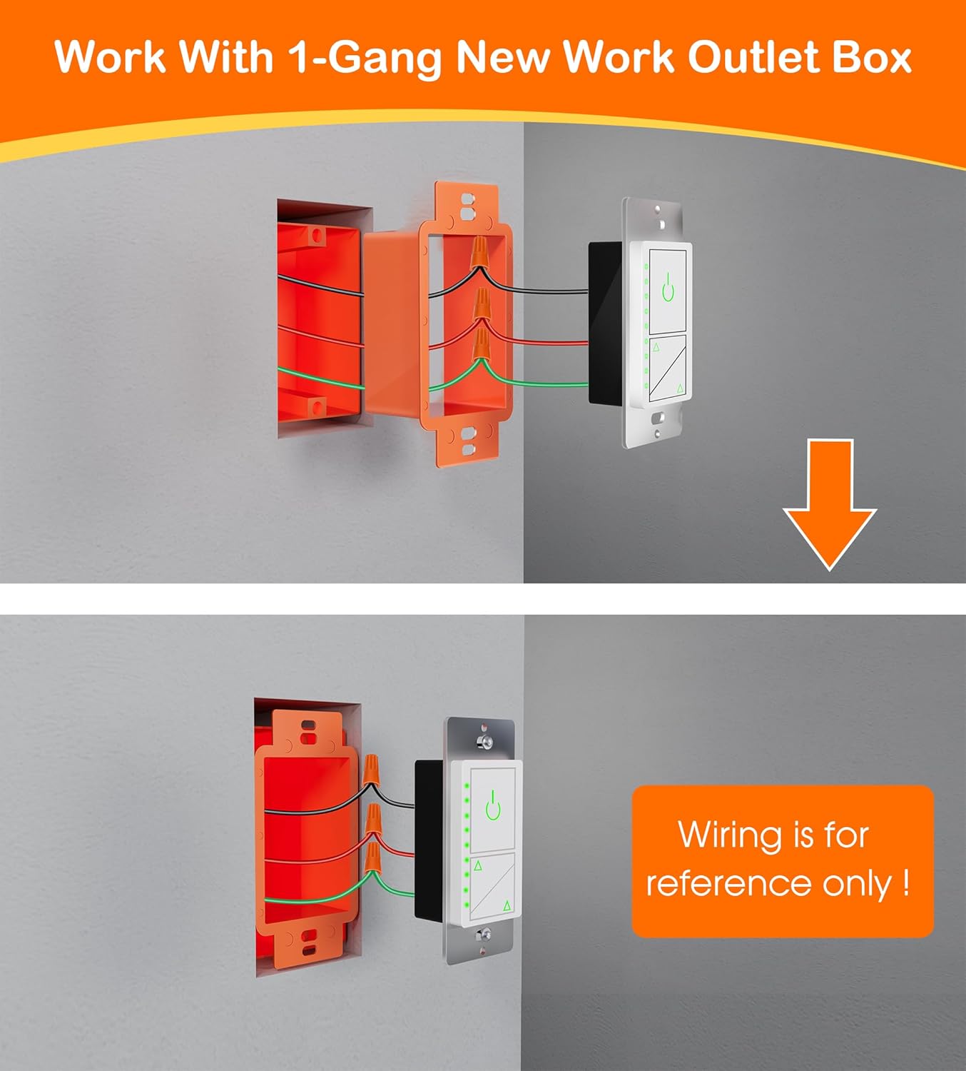 Electrical Outlet Box Extenders,1 Gang Box Extender Single Gang Box Extender Electric Box Extender 1 Gang Power Outlet Accessories, 6 PCs