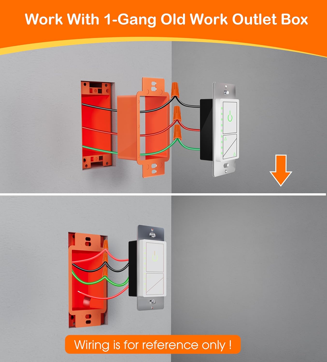Electrical Outlet Box Extenders,1 Gang Box Extender Single Gang Box Extender Electric Box Extender 1 Gang Power Outlet Accessories, 6 PCs
