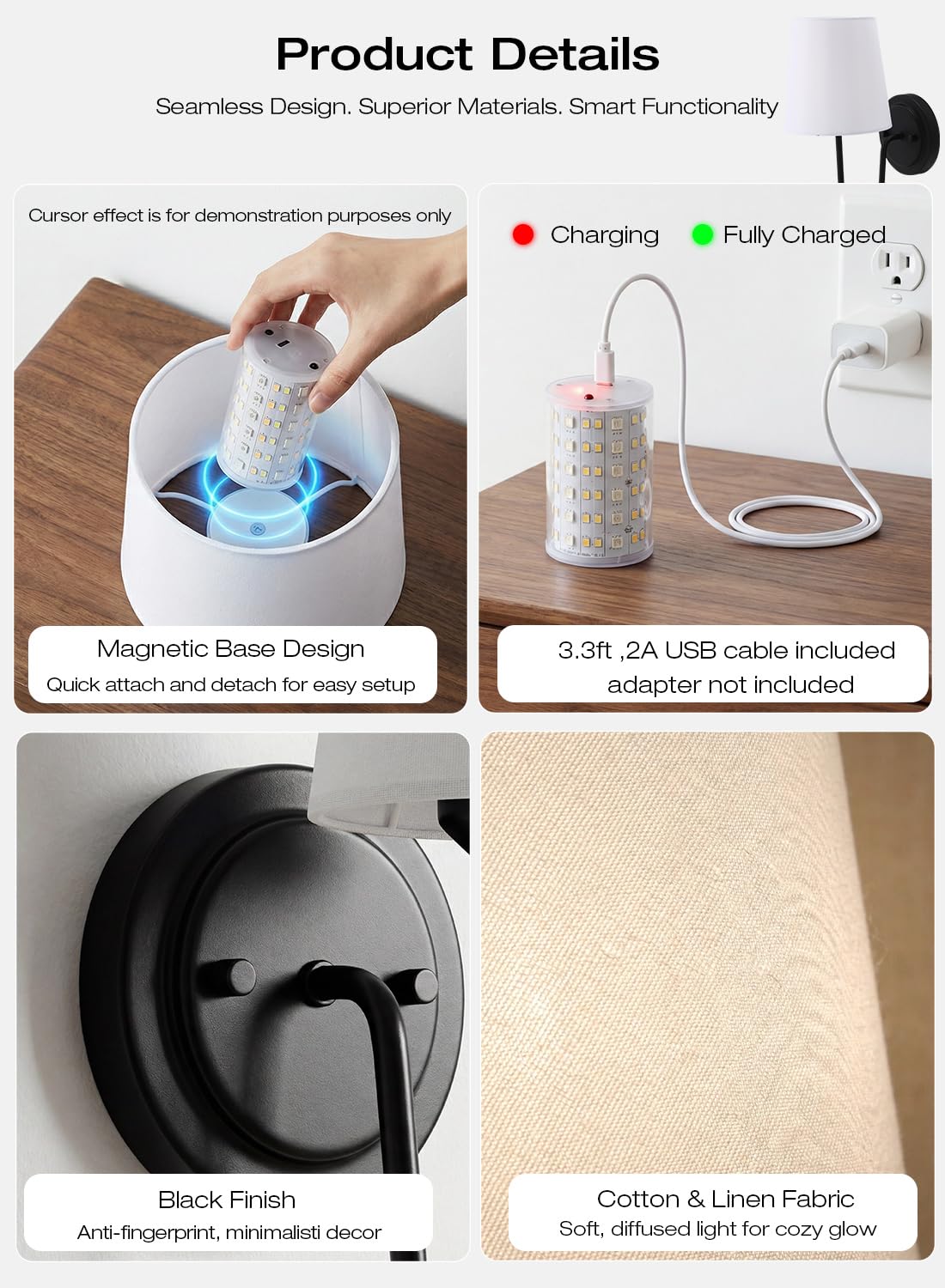 What's in the box: 2 sconces, remotes, USB-C cable, mounting hardware
