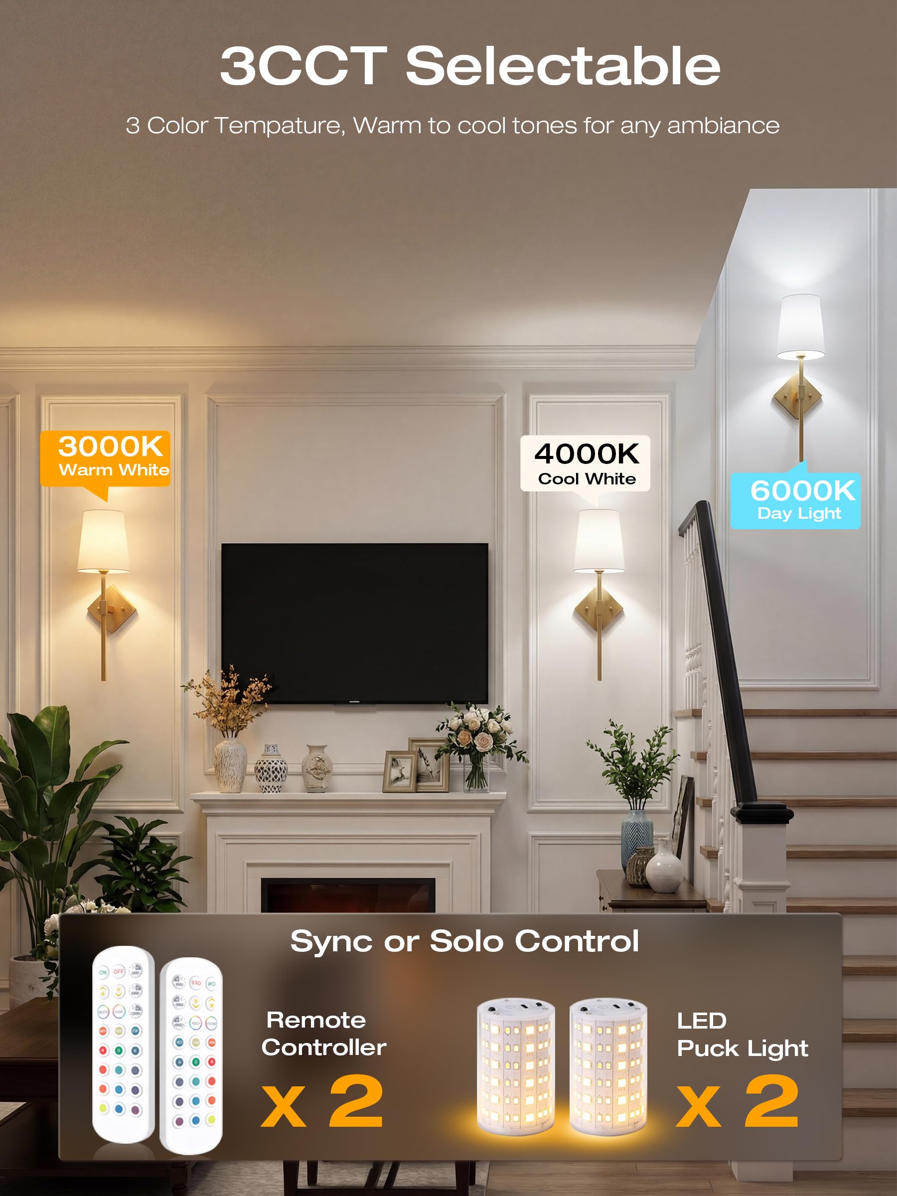 Remote control callouts: 3 color temperatures, 12 RGB colors, smart timer