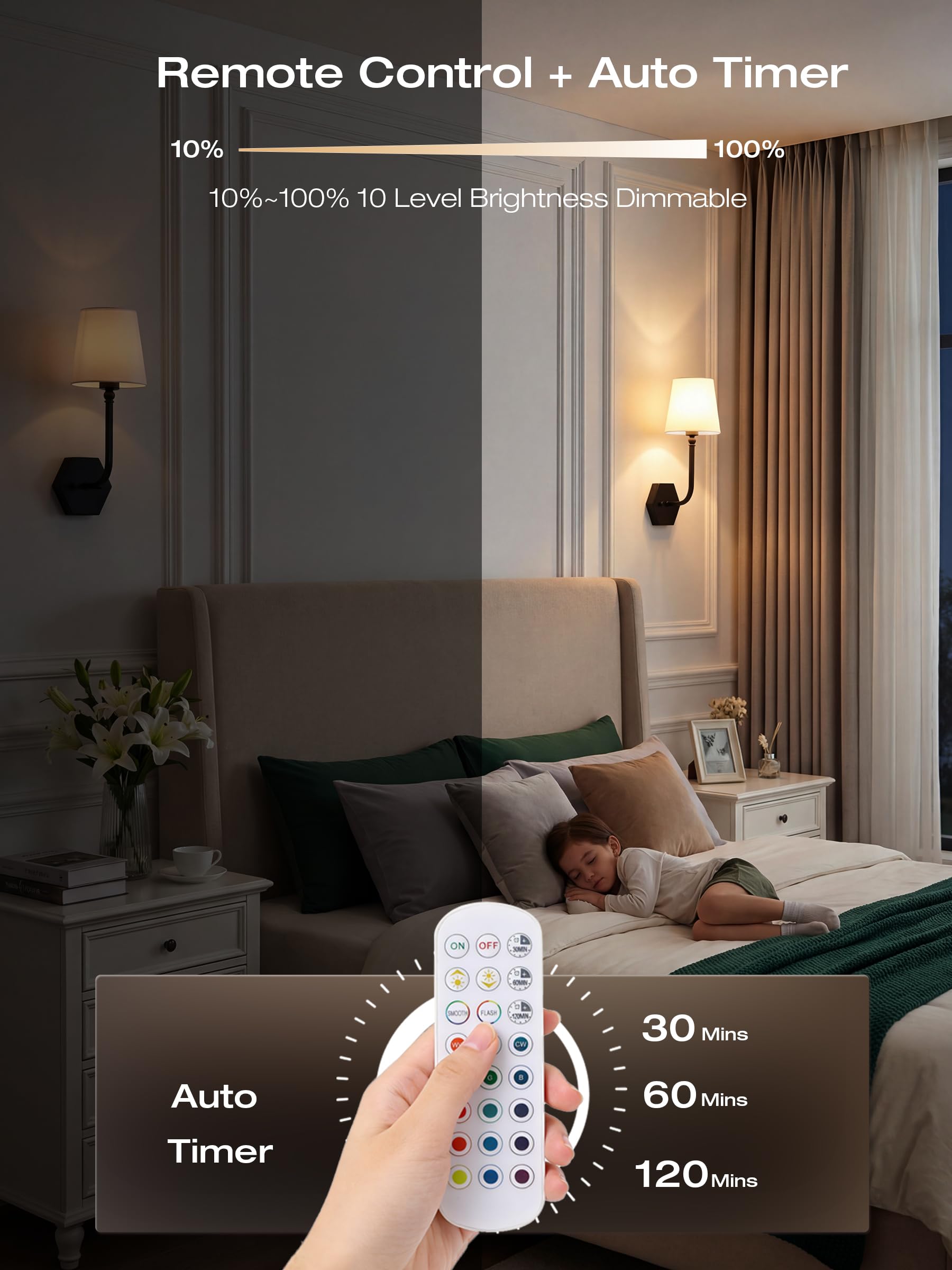 10000mAh battery delivers up to 100-hour runtime, group control via remote