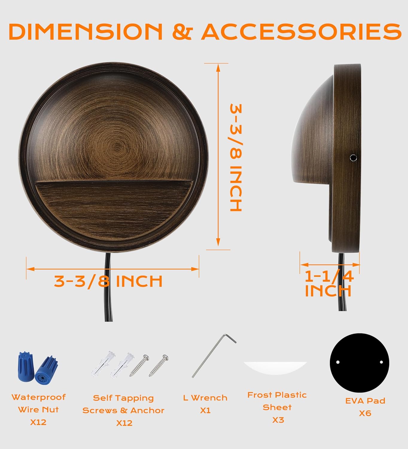 LED Low Voltage Deck & Step Lights, Bronze, 6 PCs