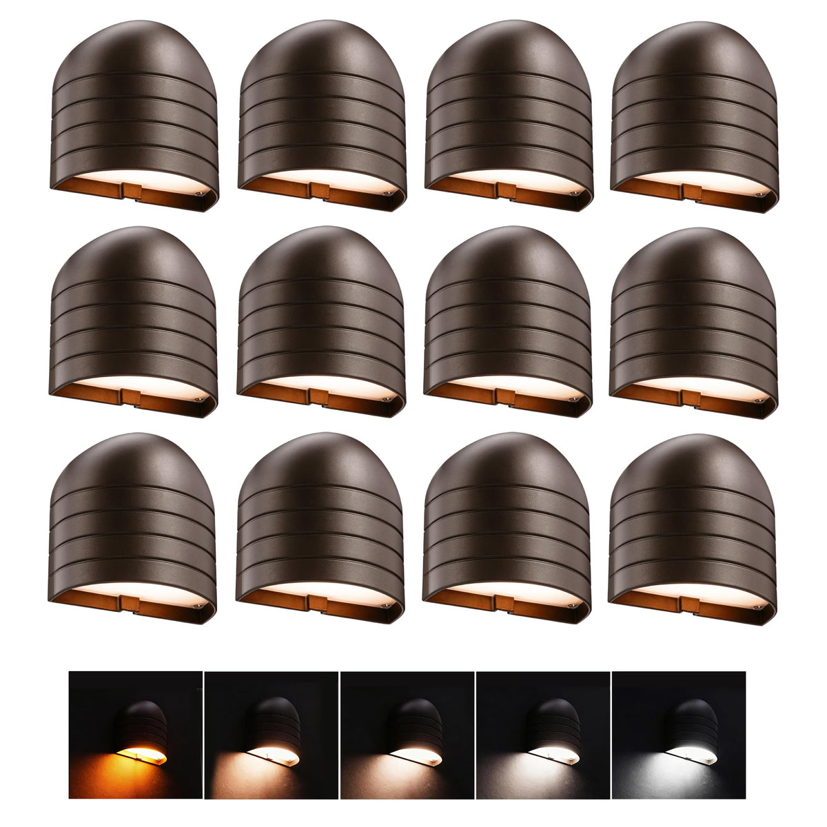 Cloudy Bay 12-pack of oil-rubbed-bronze fence lights, white background
