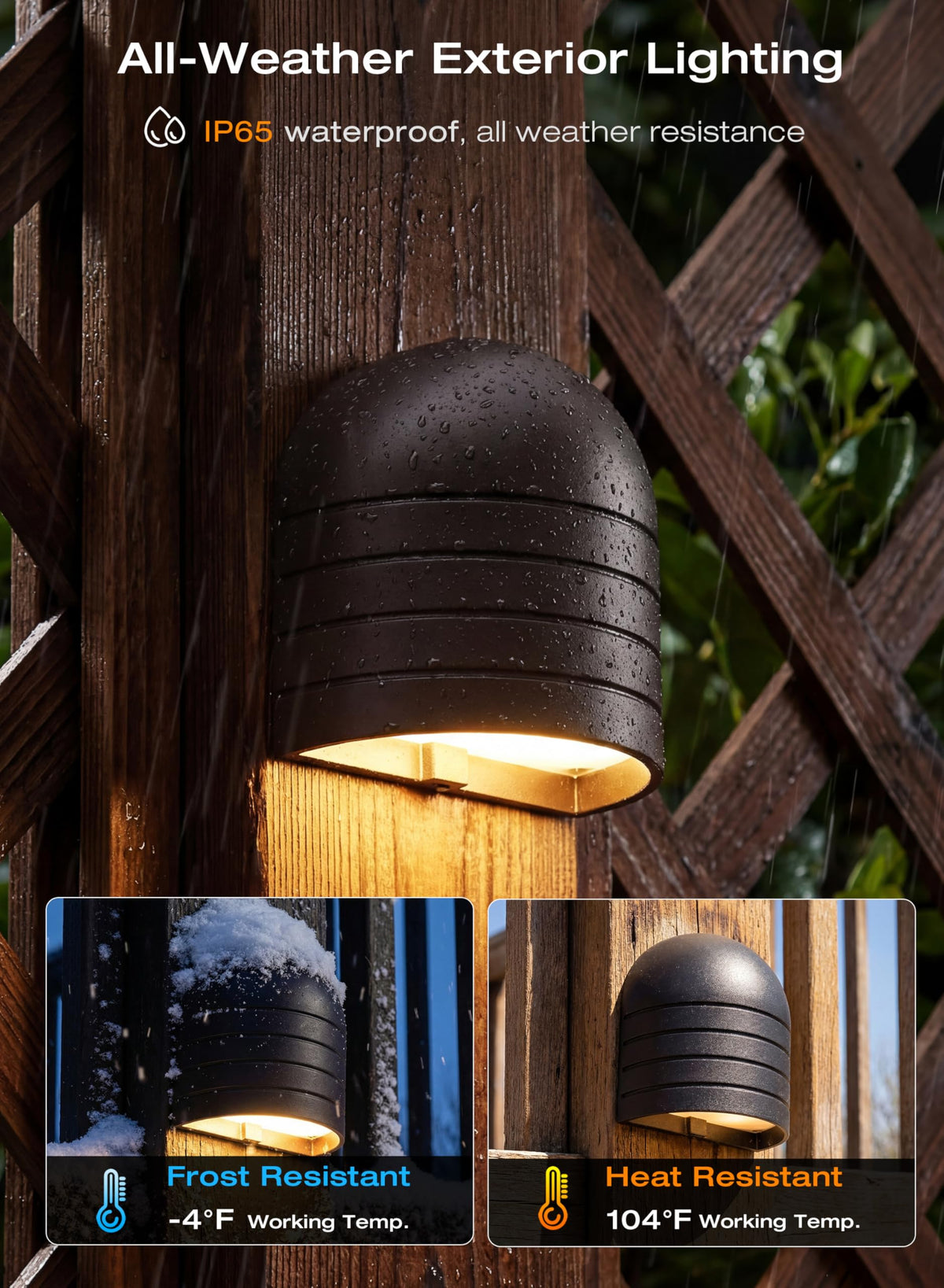 Lights along a fence line or railing, warm glow at night