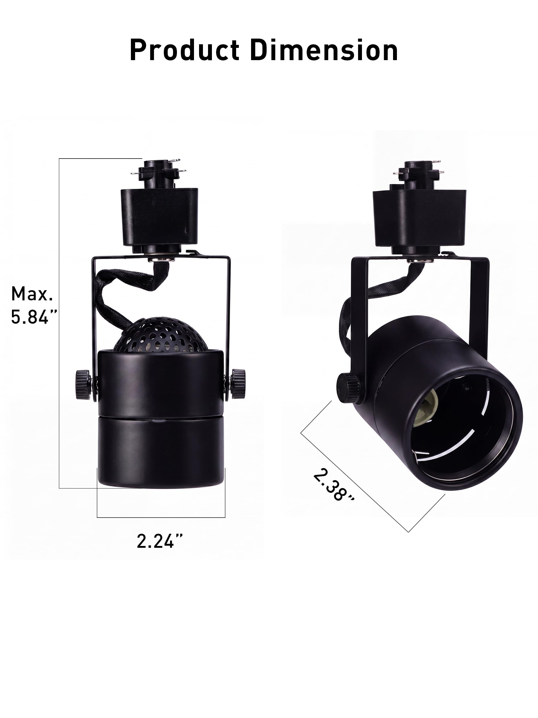 Single round track light head with dimensions marked: 1.97-inch diameter, 2.28-inch height