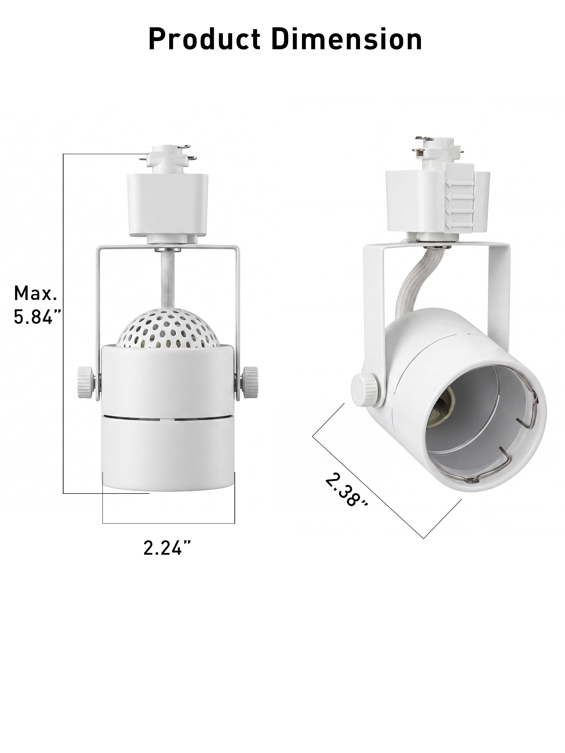 Single round track light head with dimensions marked: 1.97-inch diameter, 2.28-inch height