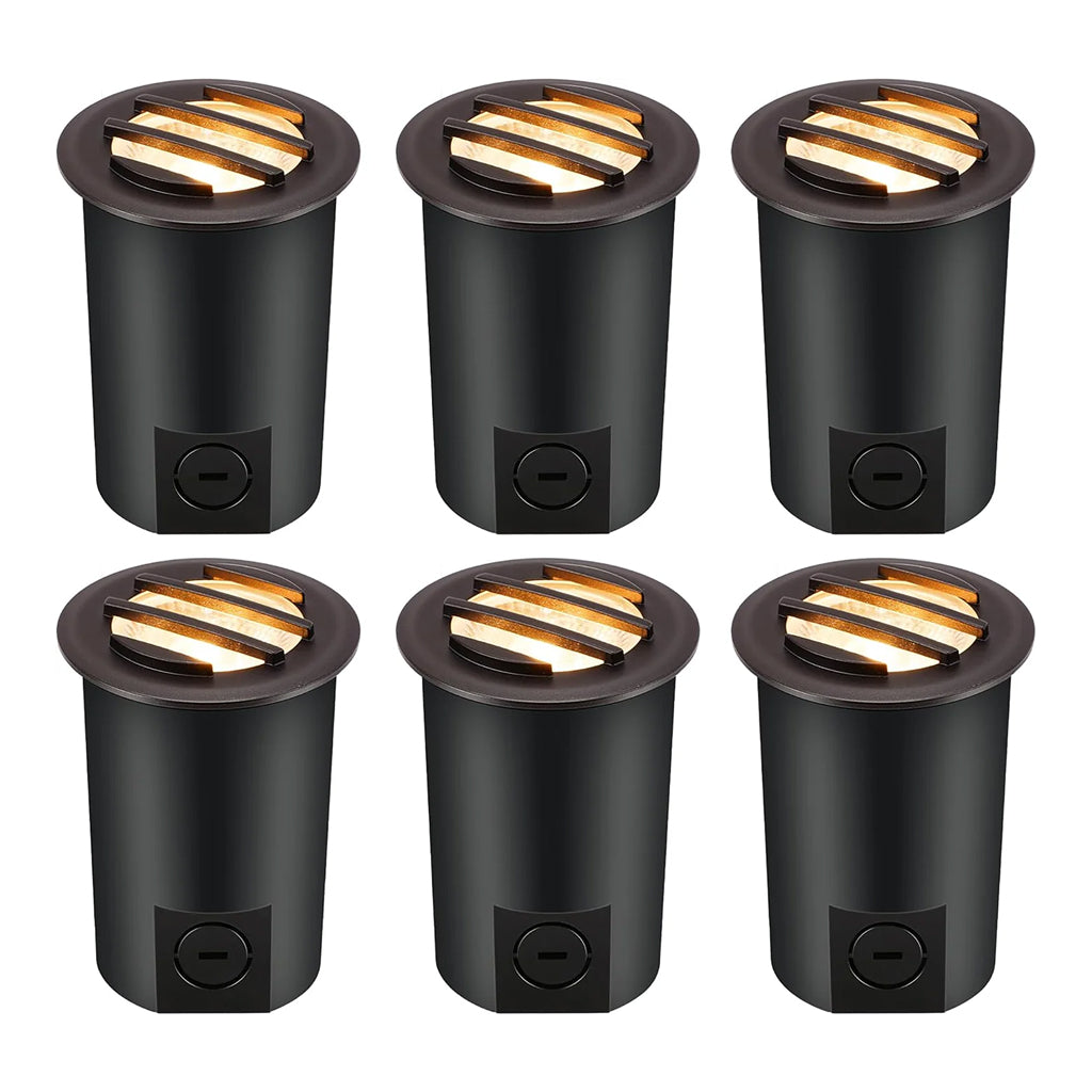 Cloudy Bay 6-pack 9W in-ground well lights with grated tops, black die-cast aluminum, 5CCT selectable