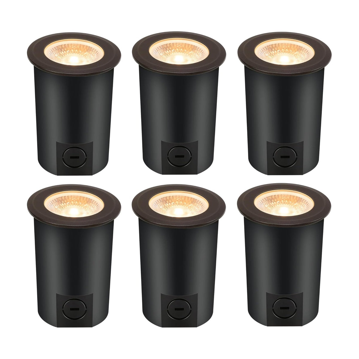 Cloudy Bay 6-pack 9W in-ground well lights with open flat tops, black die-cast aluminum, 5CCT selectable