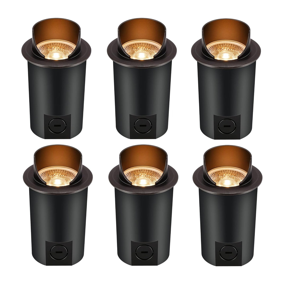 Cloudy Bay 6-pack 9W in-ground well lights with shielded tops, black die-cast aluminum, 5CCT selectable