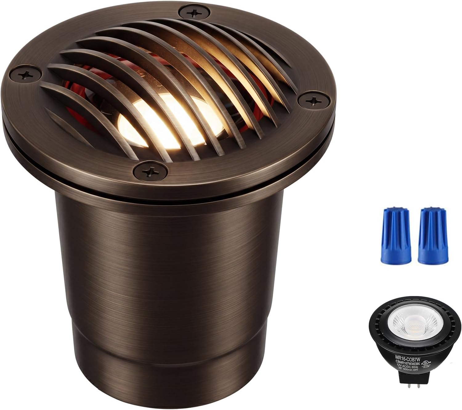 Landscape Low Voltage In Ground Light with Replaceable 7W MR16 LED Bulbs,Grated Top