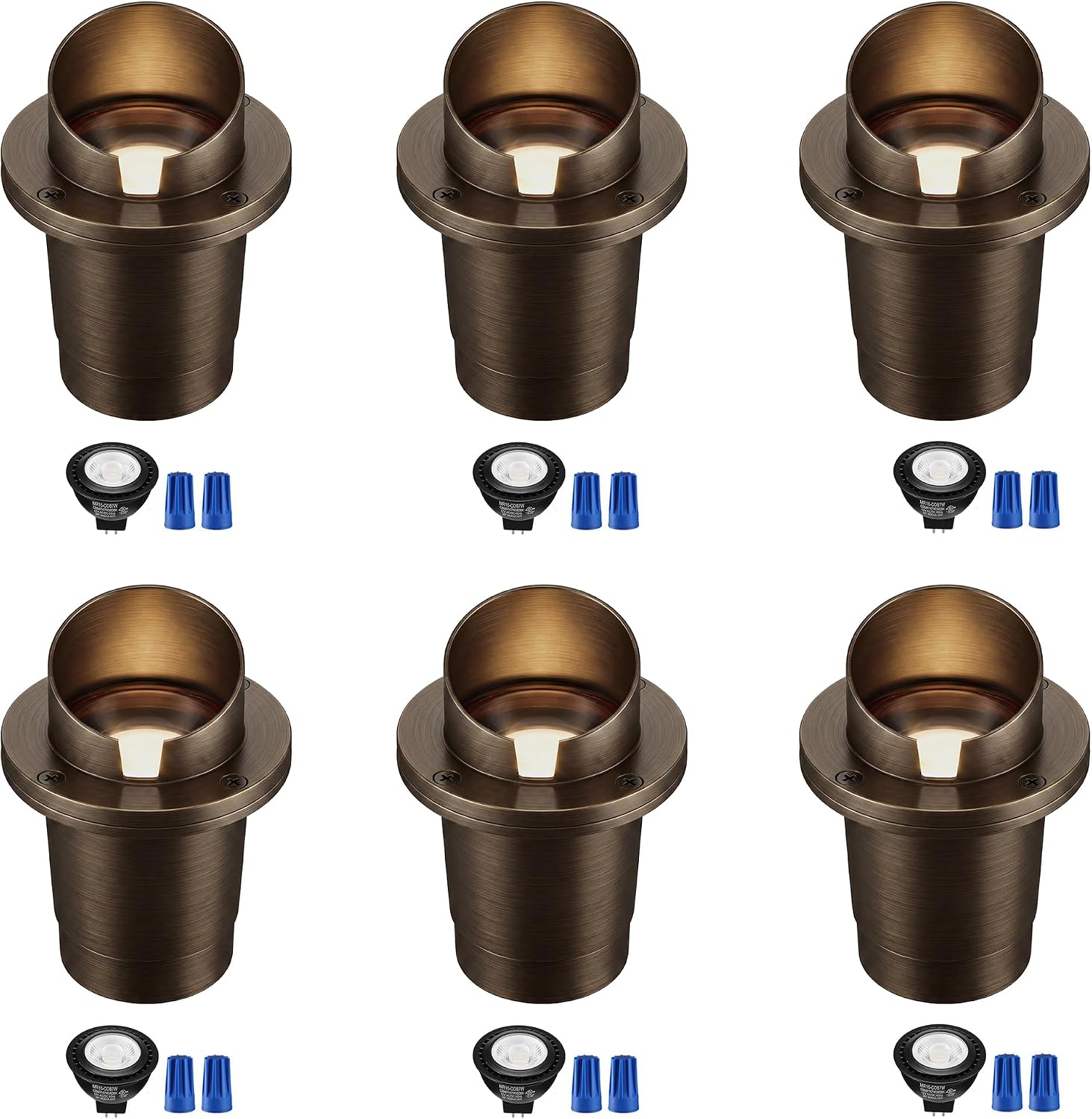 6PK, Landscape Low Voltage In Ground Light with Replaceable 7W MR16 LED Bulbs,Shielded Top