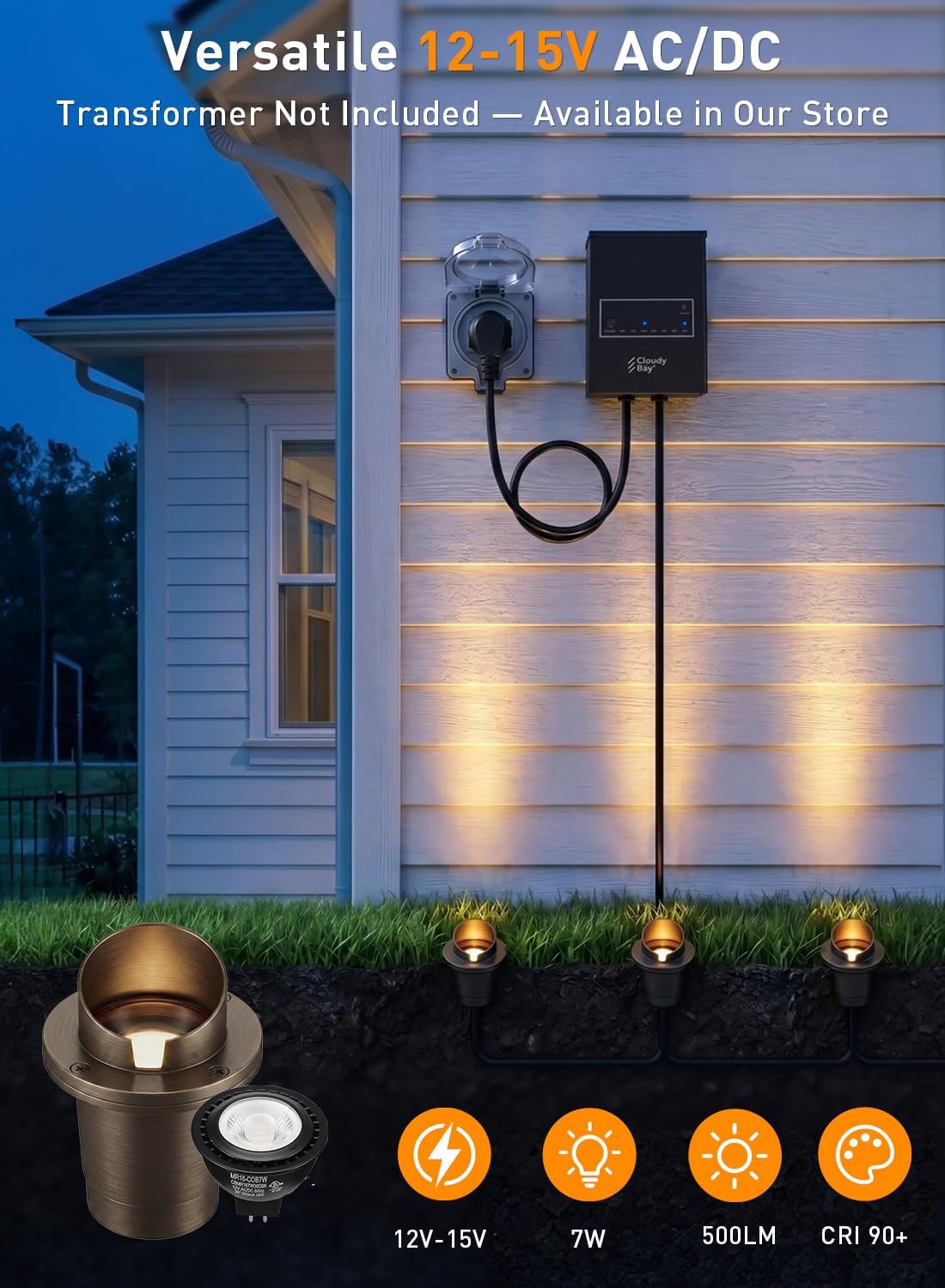 6PK, Landscape Low Voltage In Ground Light with Replaceable 7W MR16 LED Bulbs,Shielded Top