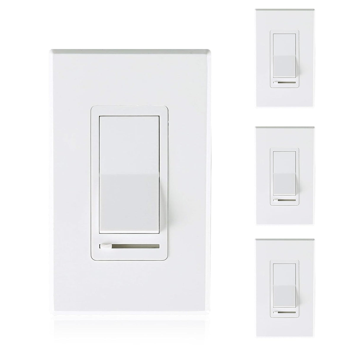 Cloudy Bay 4-pack white in-wall slide dimmer switches in a 2x2 layout