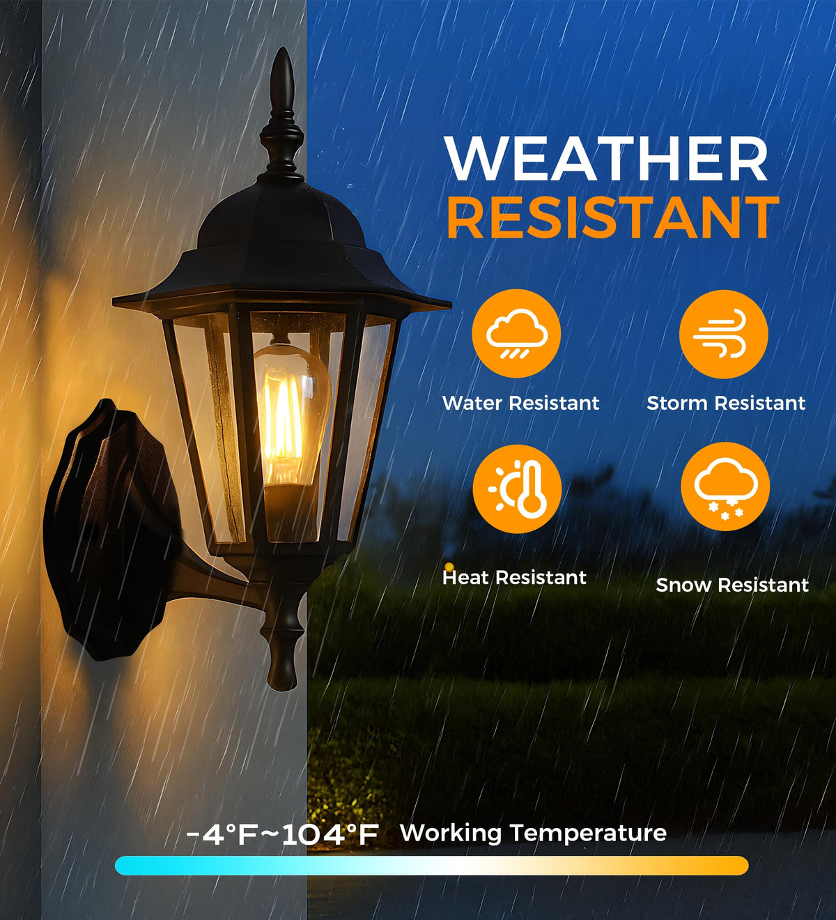 Weatherproof rating, wall bracket and cable gland details