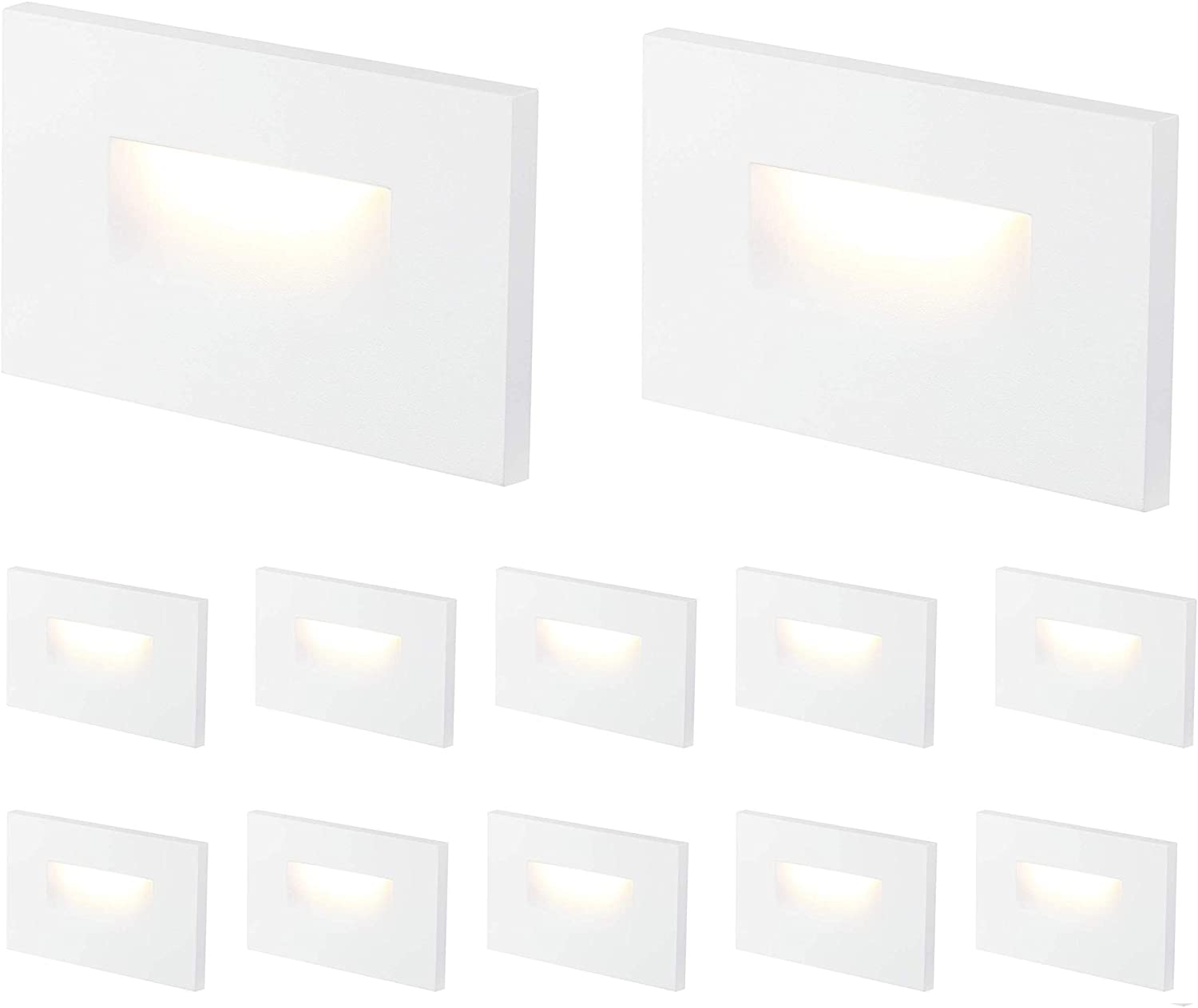 LED Step/Stair Light, 120V 3W 100lm, 3CCT, Dimmable, White Finish, 12 PCs