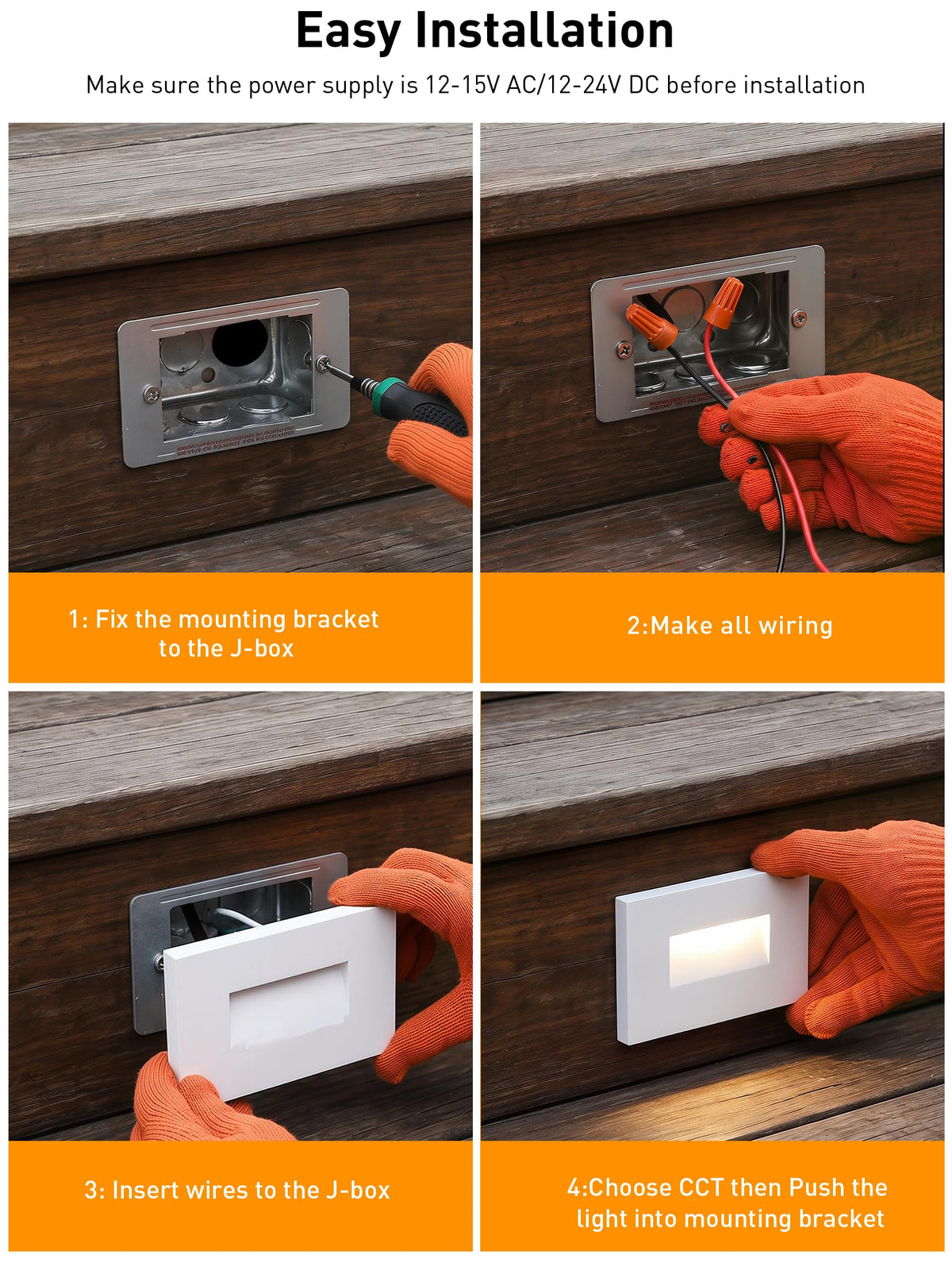 Anti-glare deep-set LED cross-section with waterproof and install details