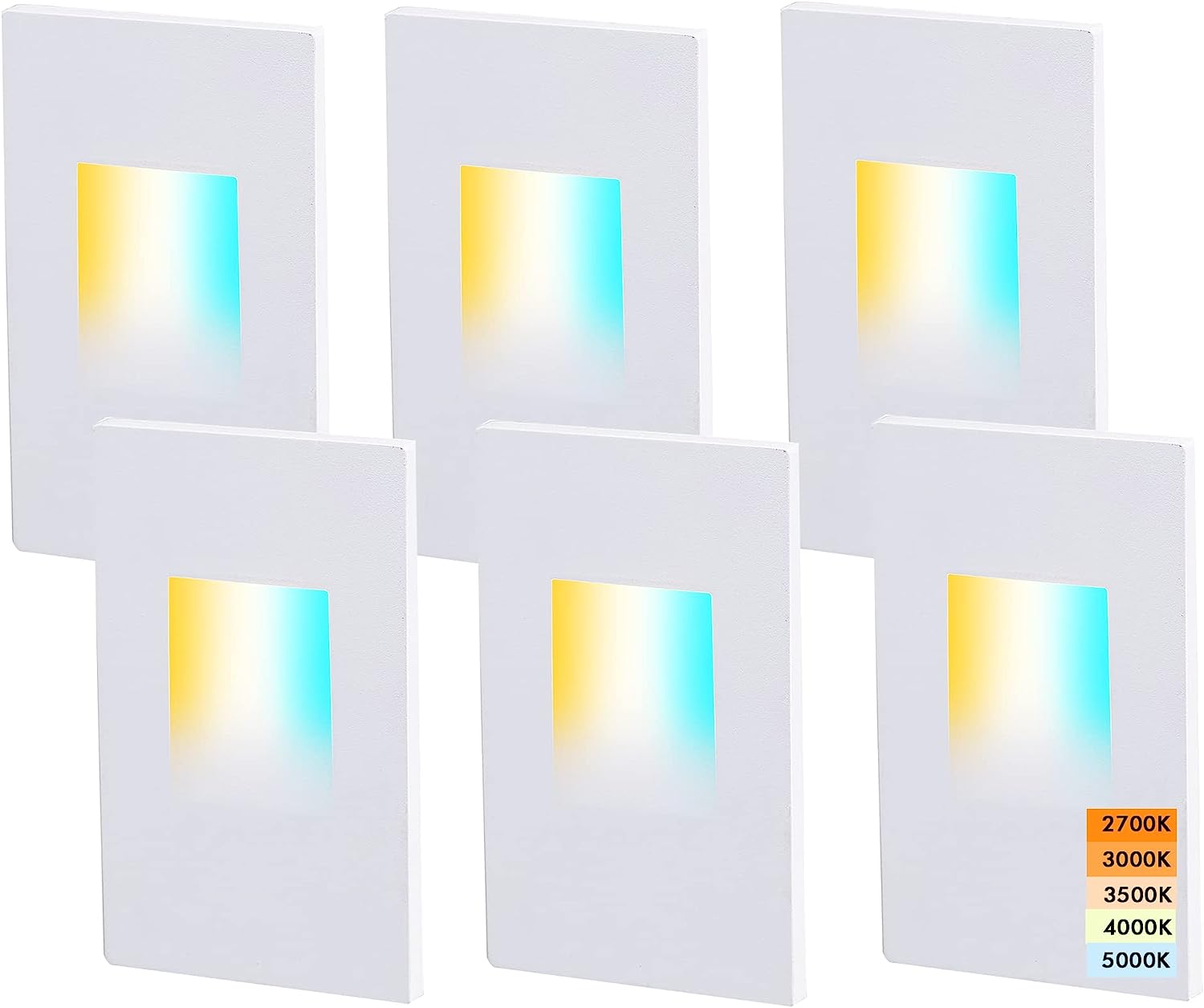 LED Step/Stair Light, V-Mount, 120 3W, 100lm, 5 CCT, White, 6 PCs