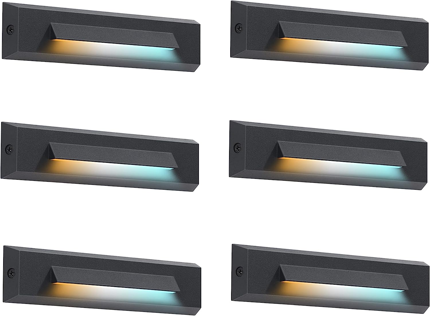 Low Voltage LED Landscape Cutoff Stair Riser Light, 2.5W 12V, 3CCT, Black, 6 PCs