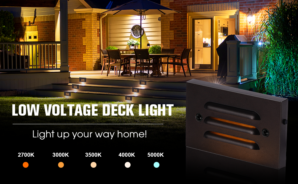 Low Voltage LED Step Light with Horizontal Louvered Faceplate, 5CCT 12V 4W, ORB, 6 PCs