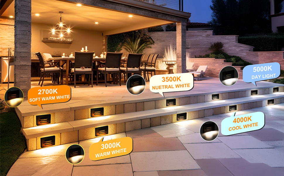 Low Voltage LED Step Light with Horizontal Louvered Faceplate, 5CCT 12V 4W, ORB, 6 PCs
