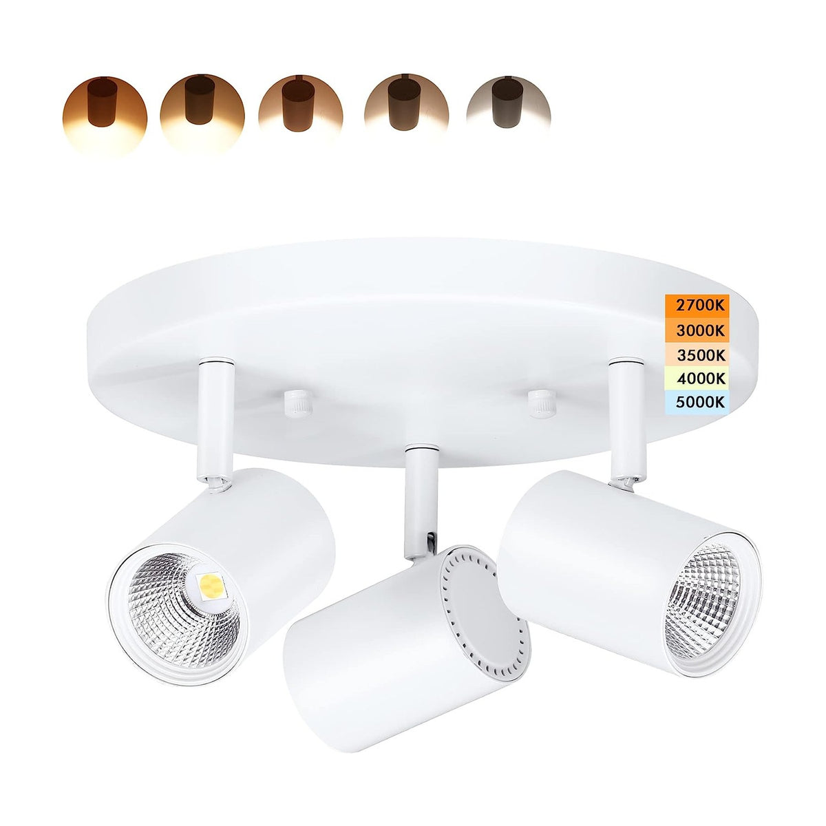 Cloudy Bay 3-light directional ceiling spotlight in white - 5CCT selectable dimmable LED track heads