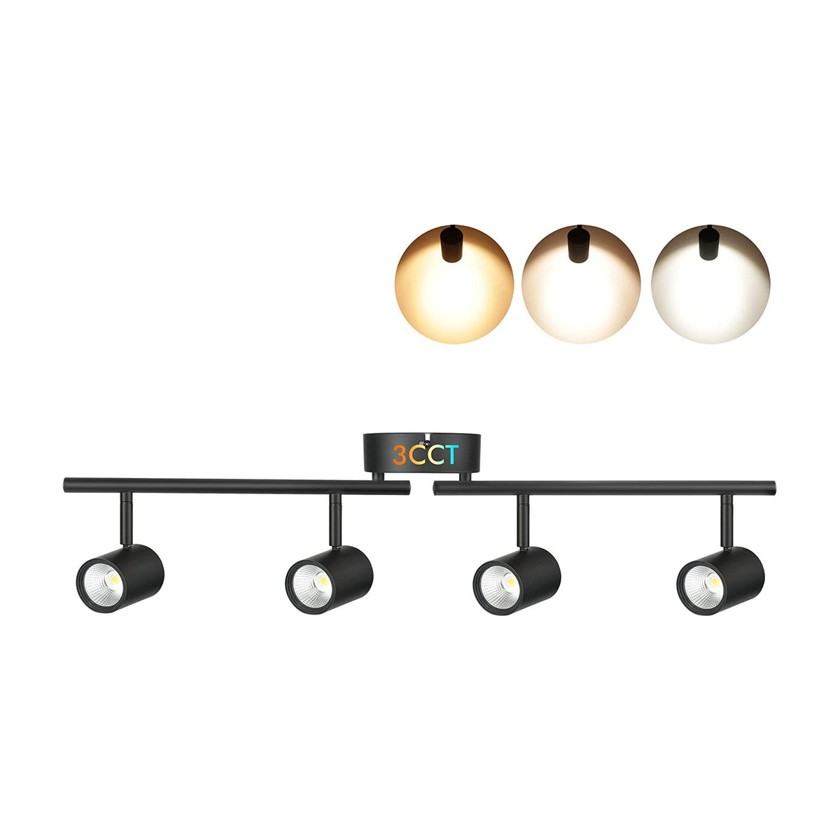 Cloudy Bay 4-head LED track light kit in black - 3CCT selectable, dimmable with CRI90