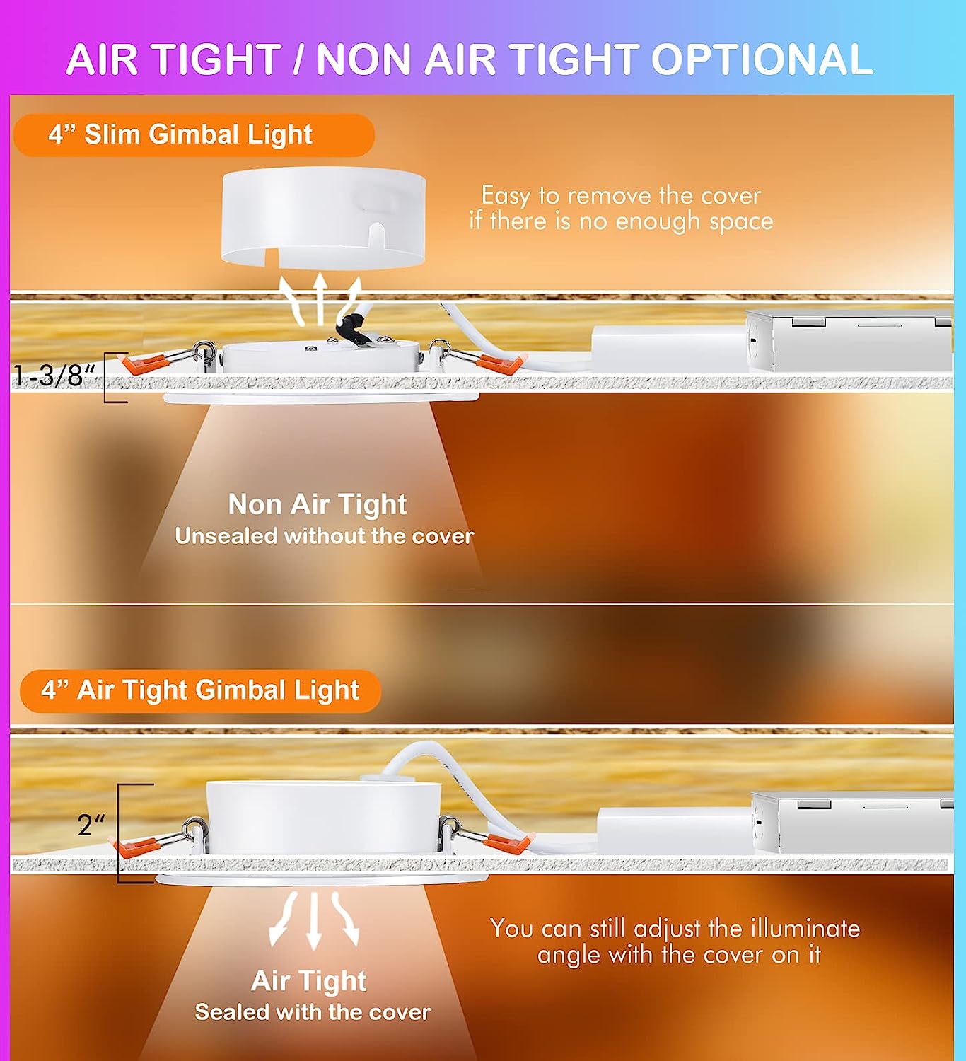 4 inch Eyeball Smart LED Recessed Light,Color Changing Recessed Lighting,Compatible with Alexa and Google Home Assistant,4 PCs