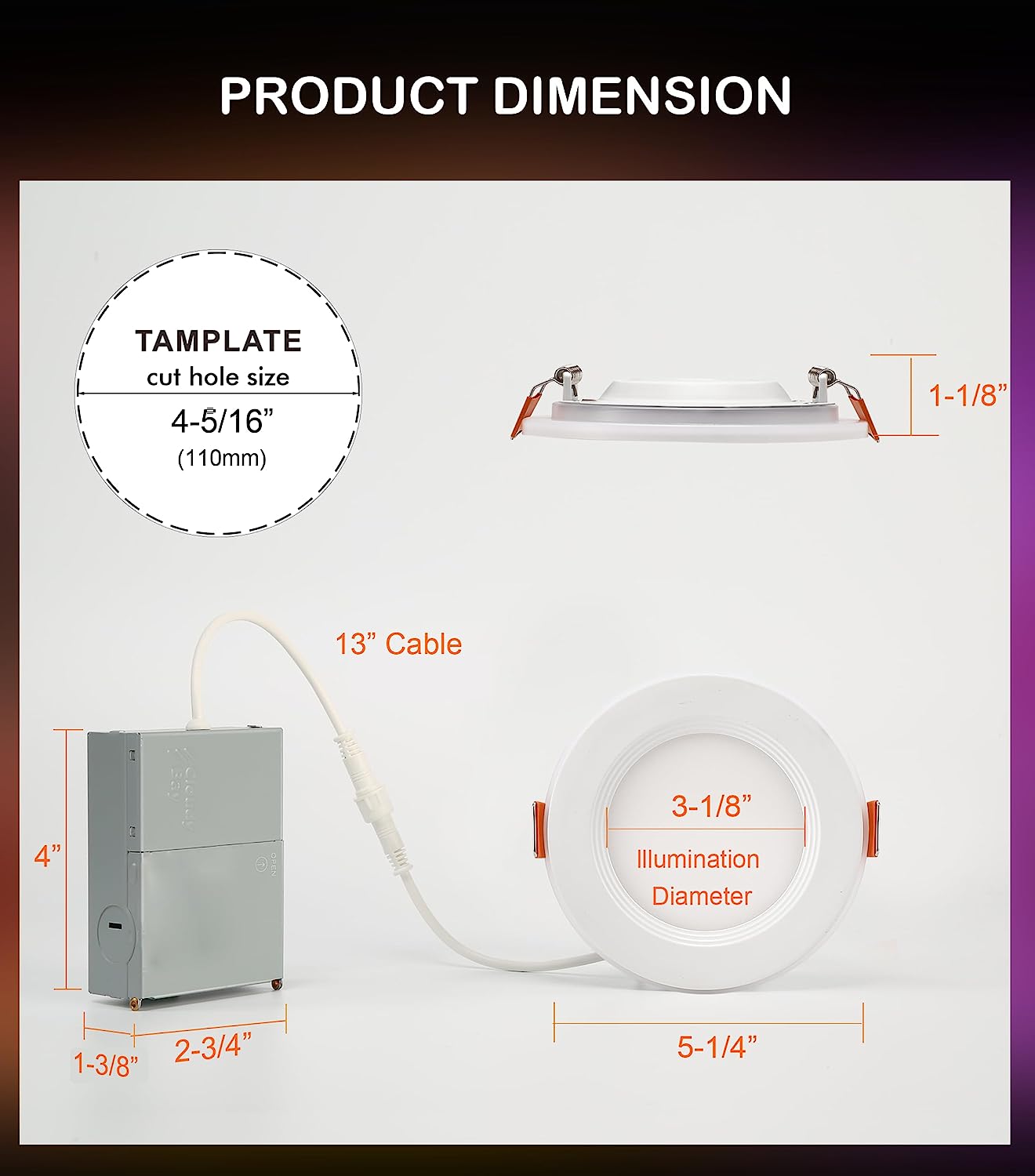 Smart LED Recessed Ceiling Light, Canless Baffle Trim Wafer Downlight