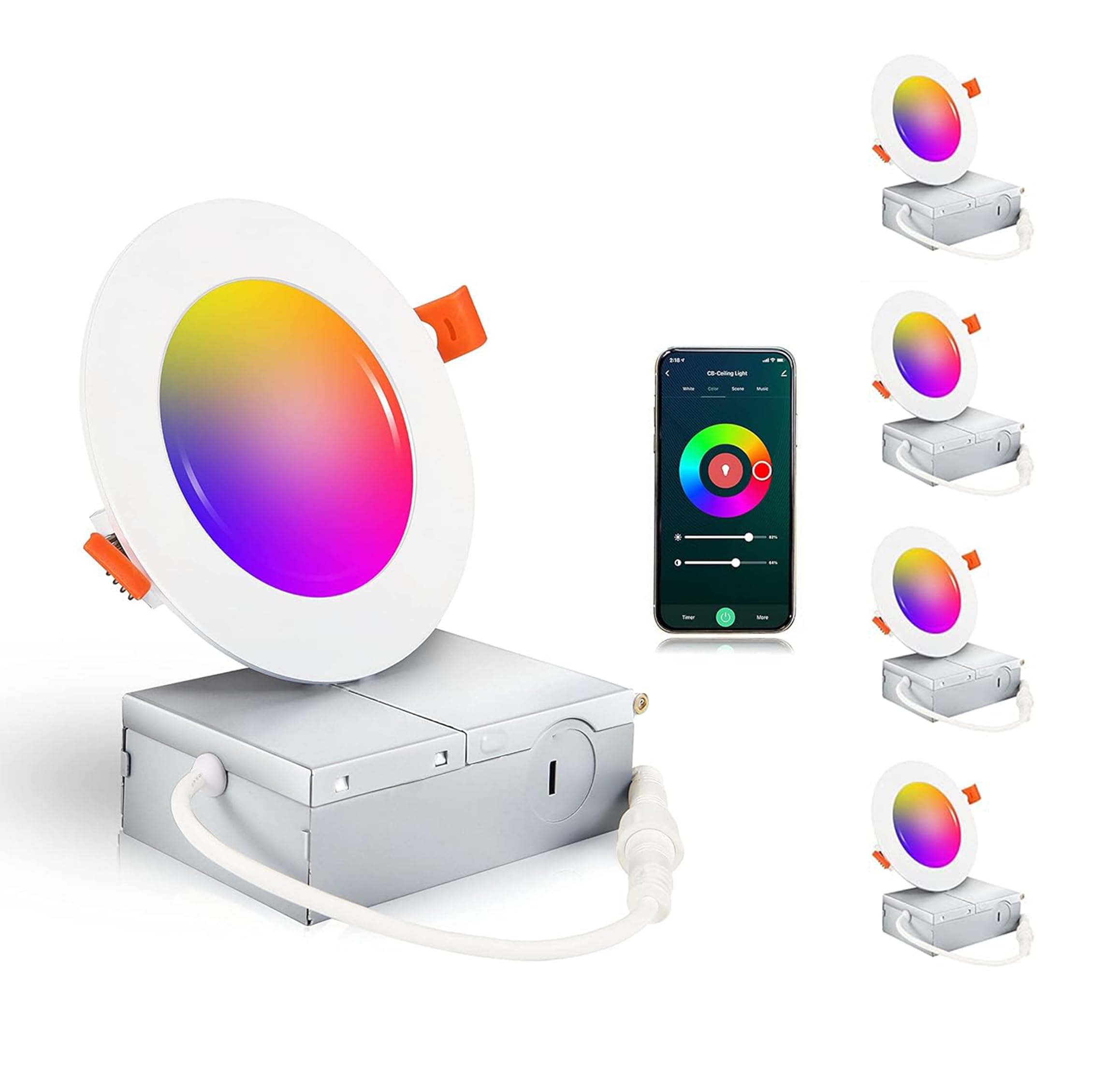 Cloudy Bay 4-pack of 4-inch smart Wi-Fi recessed downlights, white background