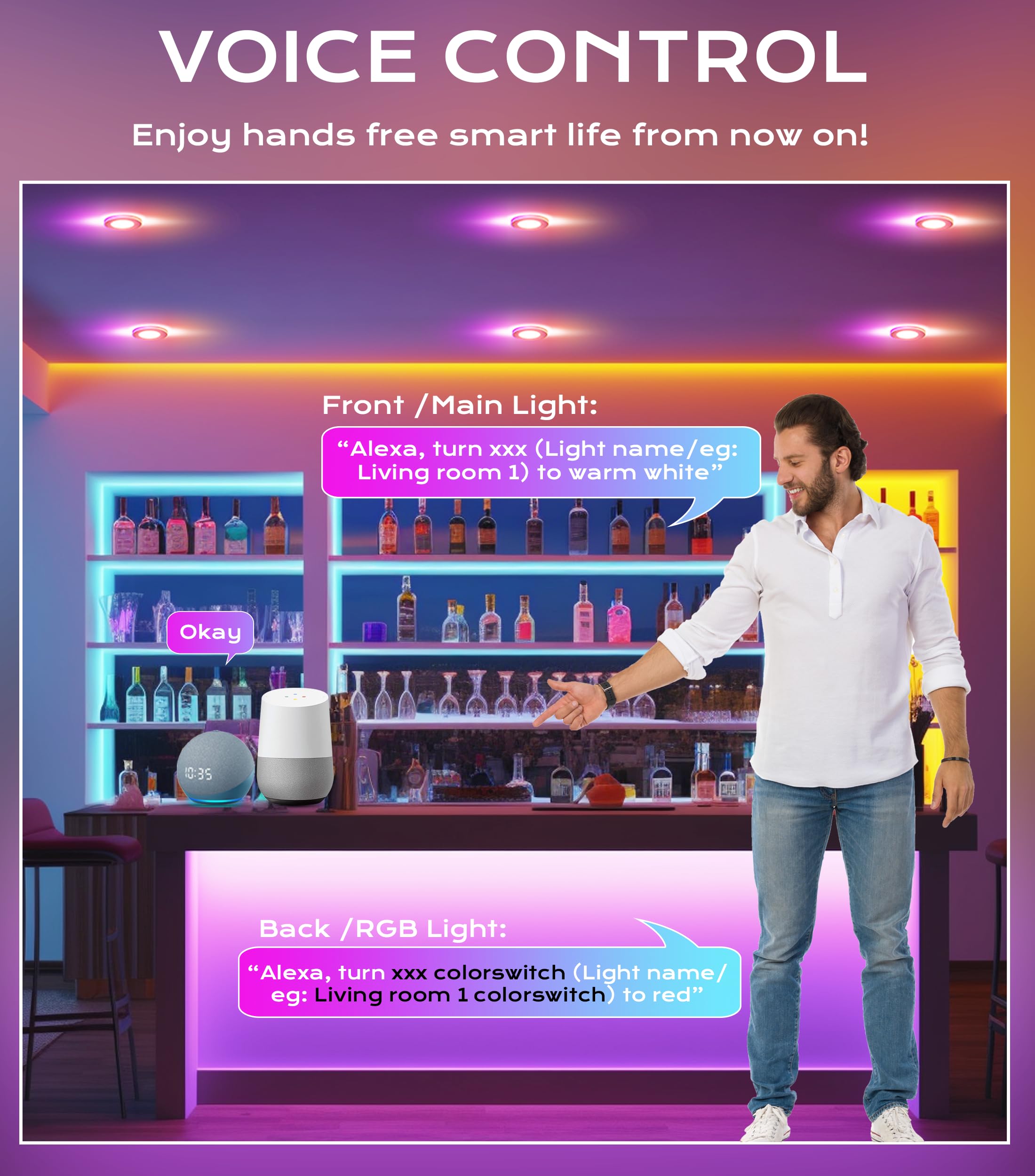 Cutout and fixture dimensions for the 3-inch RGB smart downlight