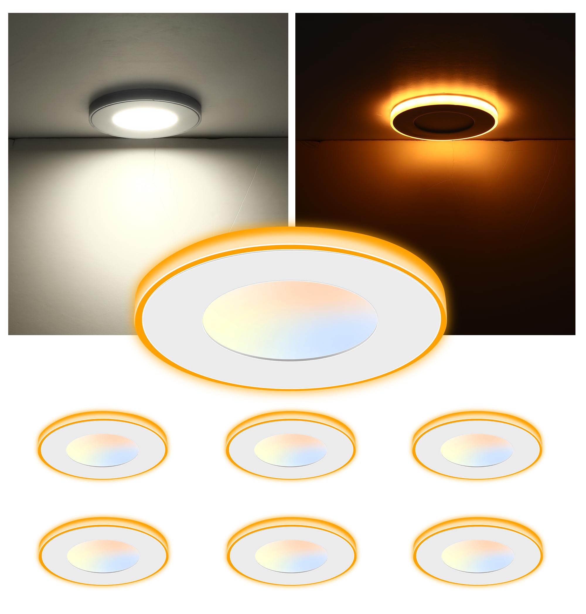 Cloudy Bay 6-pack of 3-inch night light recessed downlights, white background