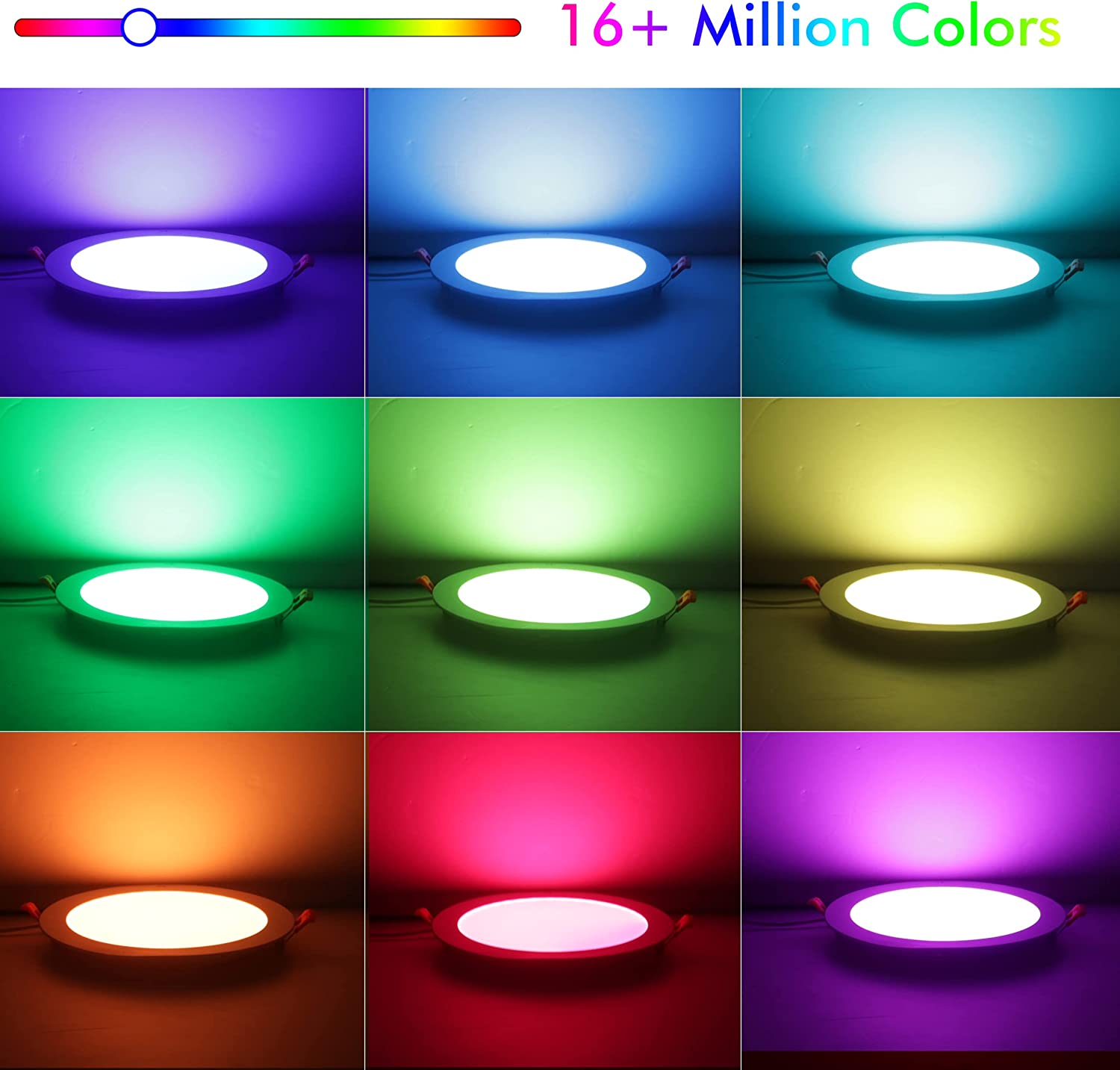 Smart Wifi Ultra Thin LED Recessed Light with Junction Box, 3 Inch,RGB CW Color Changing, Compatible with Alexa and Google Home Assistant, 2700K-6500K, CRI90+, Type IC, WET Location
