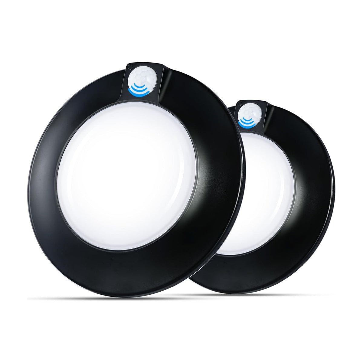 Cloudy Bay motion sensor ceiling light in black, 6.5 inch 10W - two-pack of fixtures