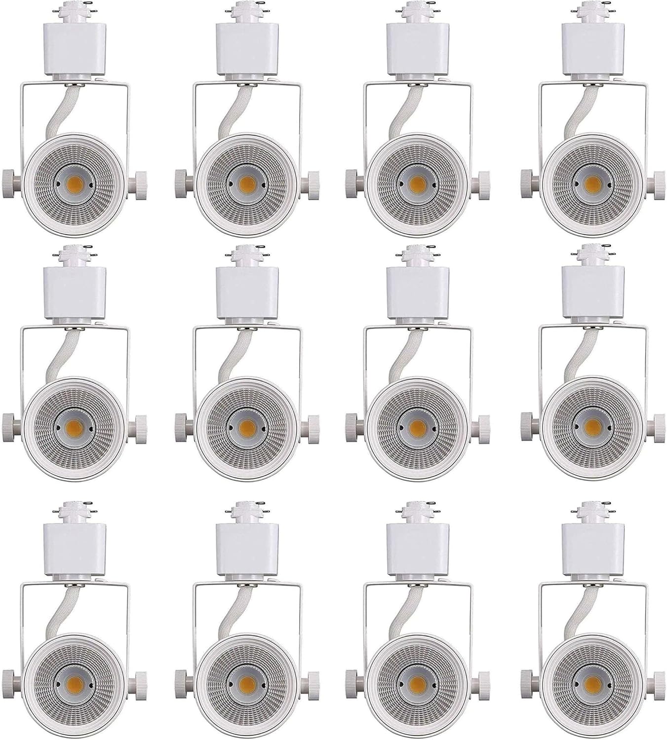 Track Light Head, Dimmable LED, Adjustable Tilt Angle, Warm white (3000K), 120V/8W/580lm, White Finish
