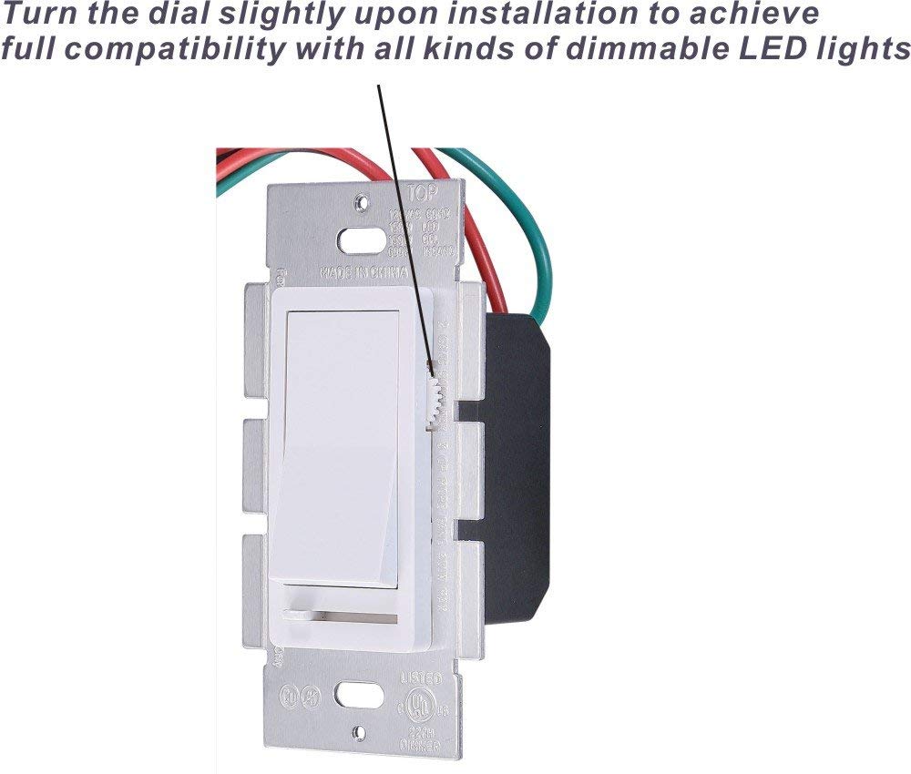 Dimmer Switch for LED Light/CFL/Incandescent, 001, 1 PC