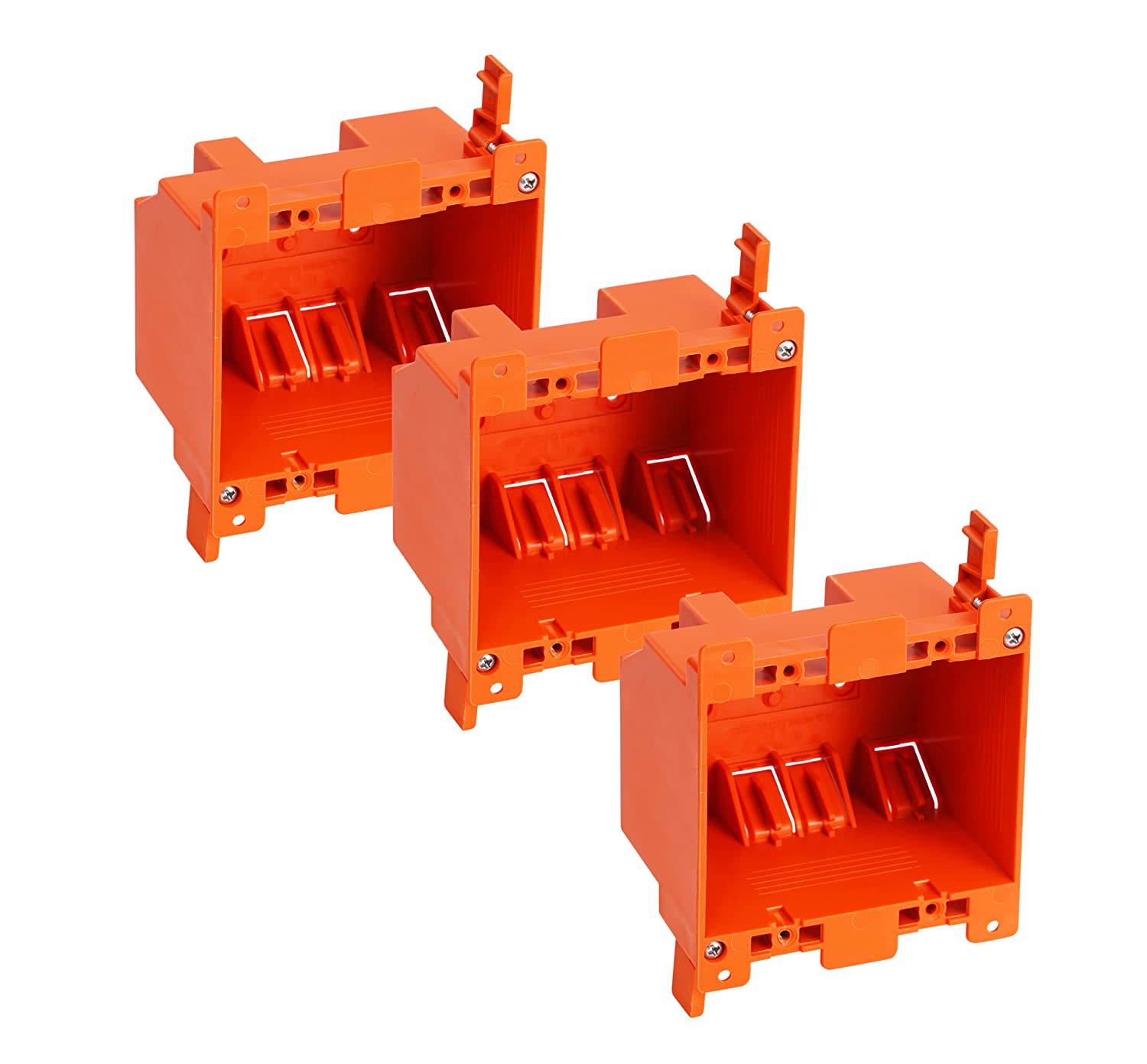 Two Gang Electrical Outlet Box,25 Cubic Inch,Old Work Box,UL Listed, 3 PCs