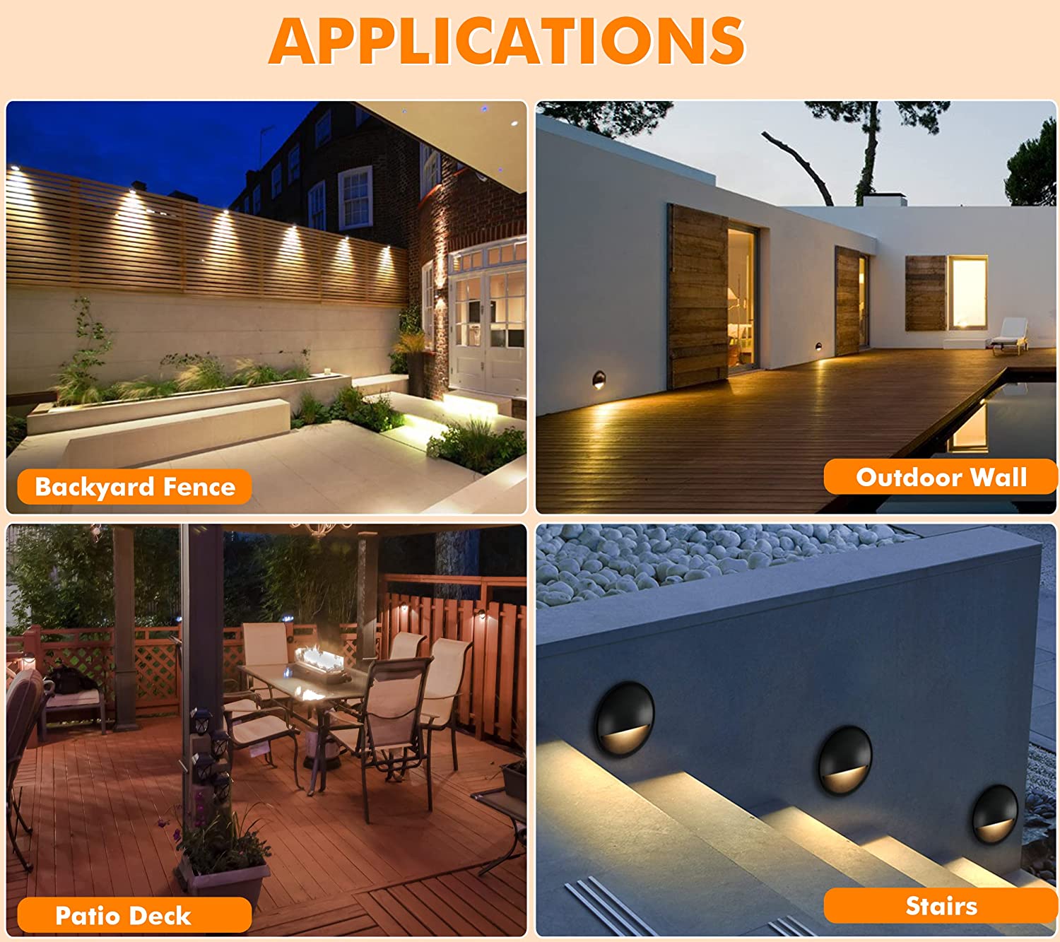 LED Low Voltage Deck & Step Lights, Black, 12 PCs