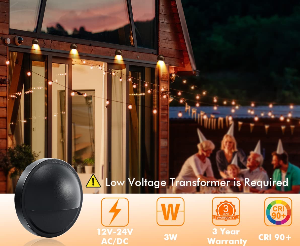 LED Low Voltage Deck & Step Lights, Black, 12 PCs