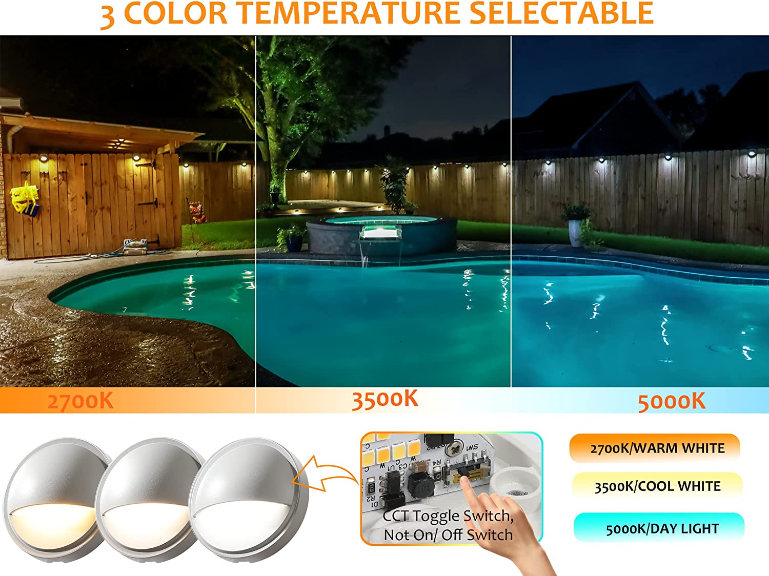 LED Low Voltage Deck & Step Lights, White, 12 PCs