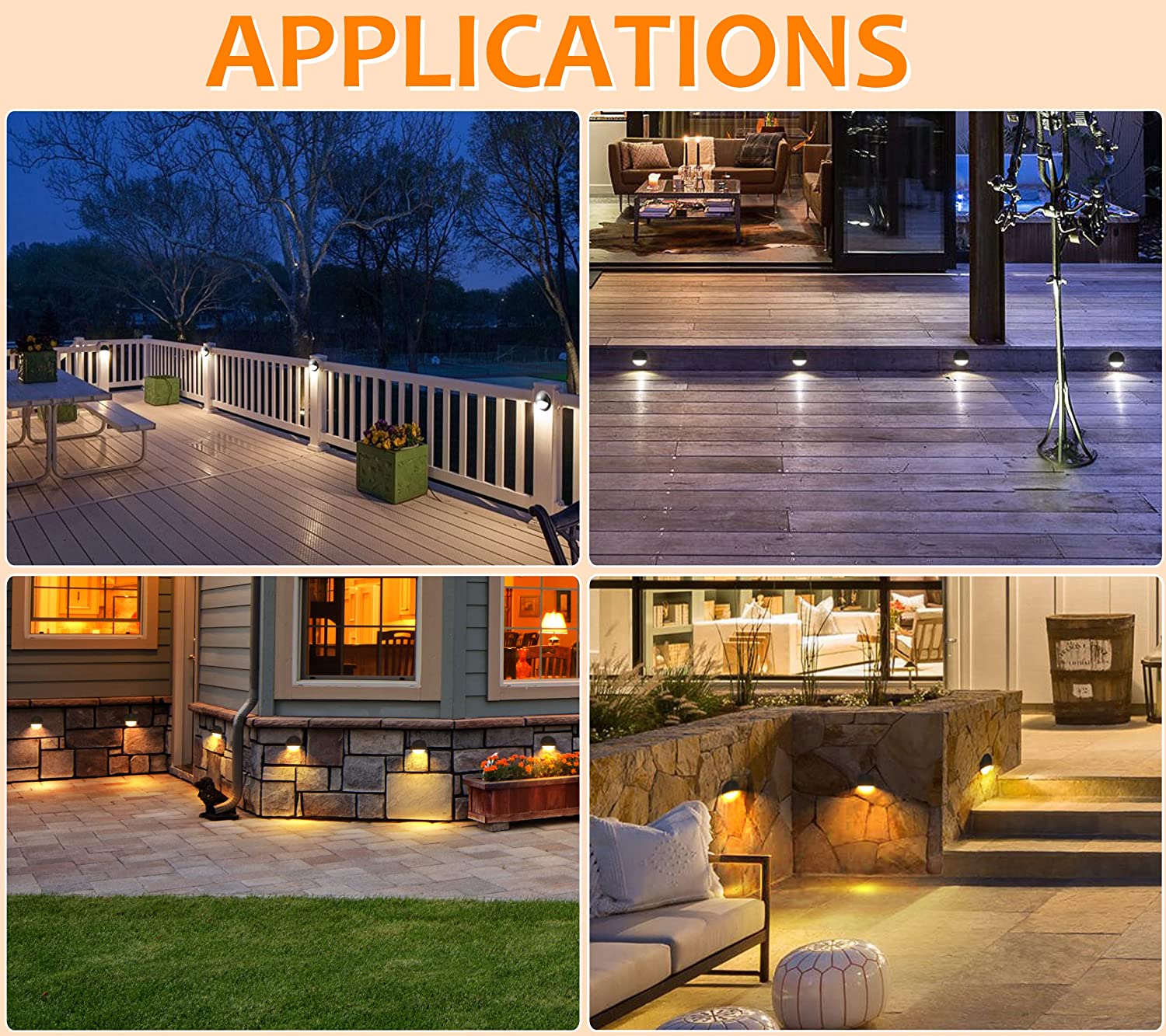 LED Low Voltage Deck & Step Lights, White, 12 PCs
