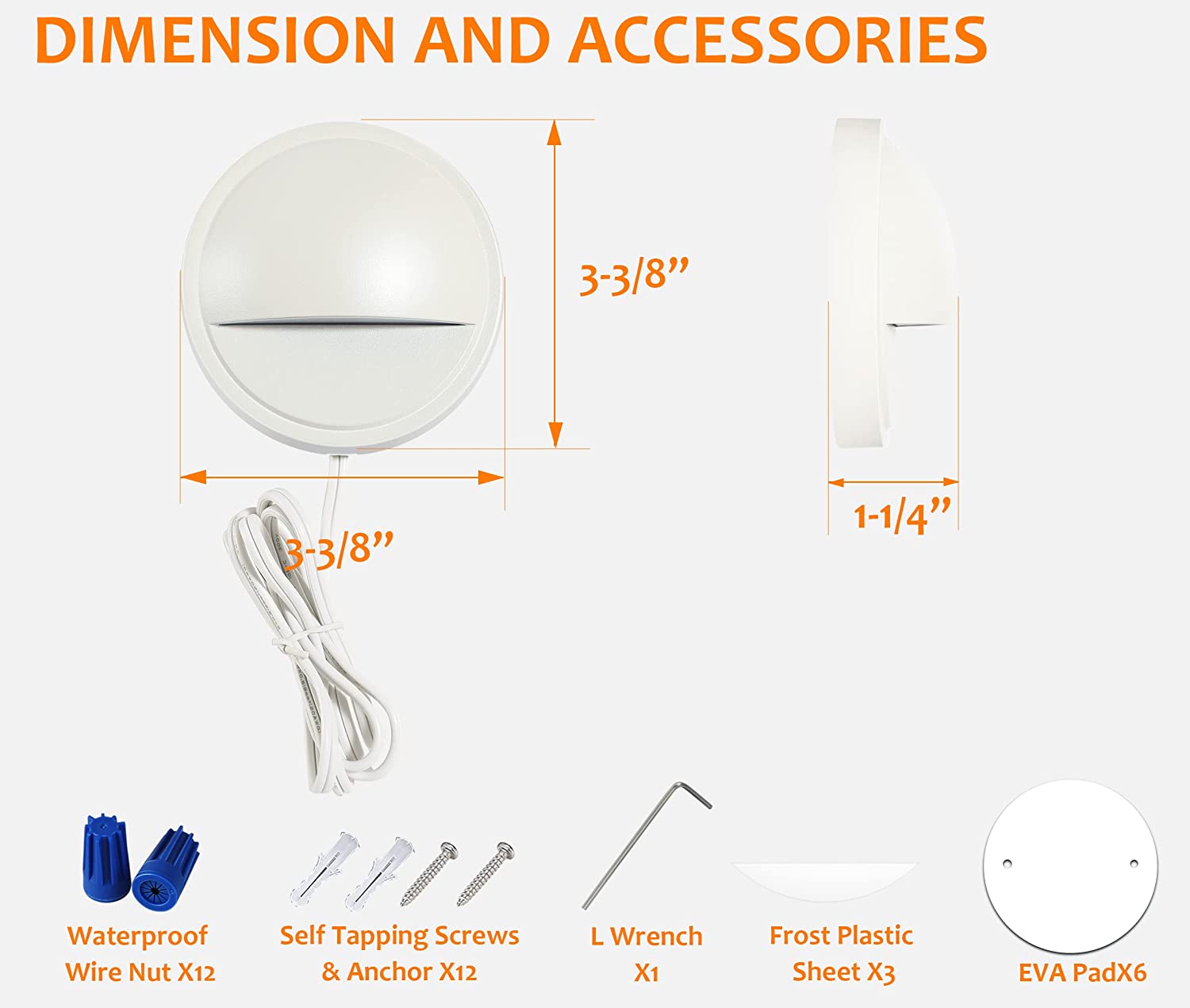 LED Low Voltage Deck & Step Lights, White, 12 PCs