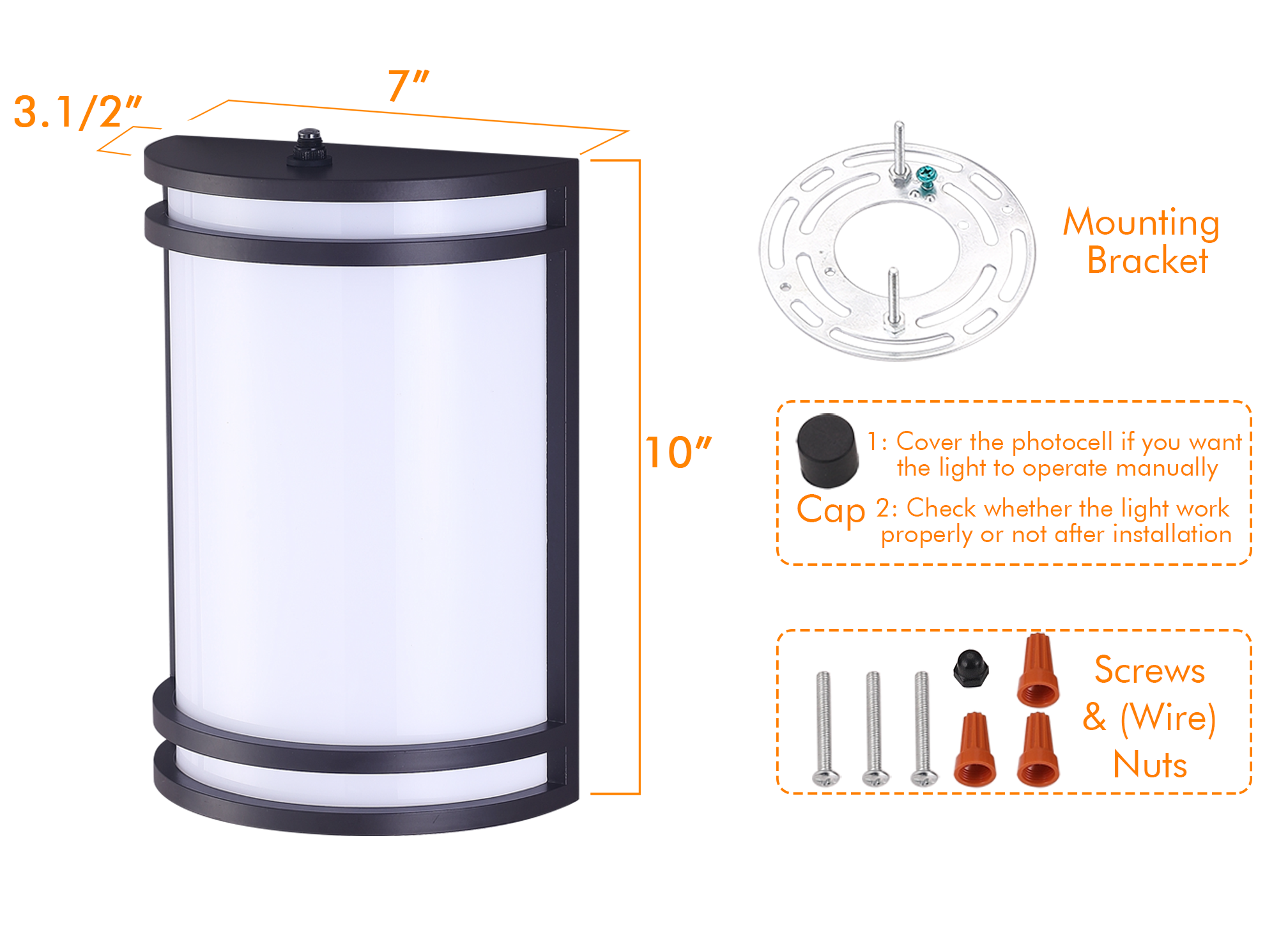 LED Outdoor Wall Sconce, Dusk to Dawn, 3000K /4000K /5000K Adjustable 3CCT, 15W Porch Light, Oil Rubbed Bronze, 2 Pack