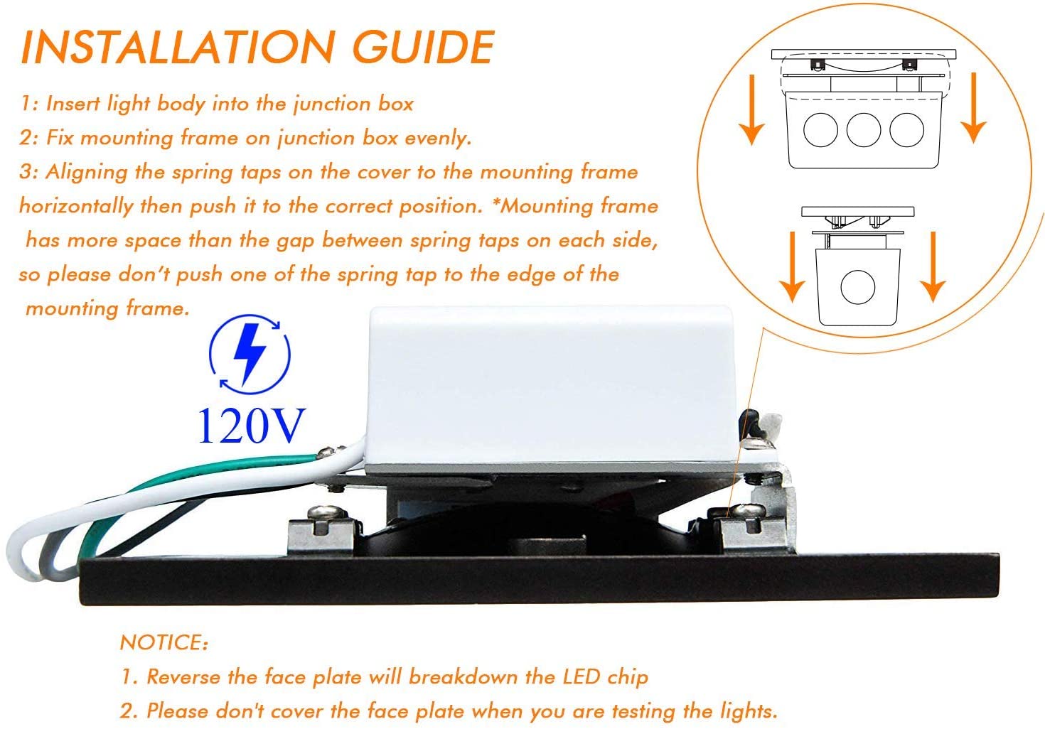 LED Step/Stair Light, 120V 3W 50lm, 3000K Warm White, Oil-Rubbed Bronze, 3 PCs