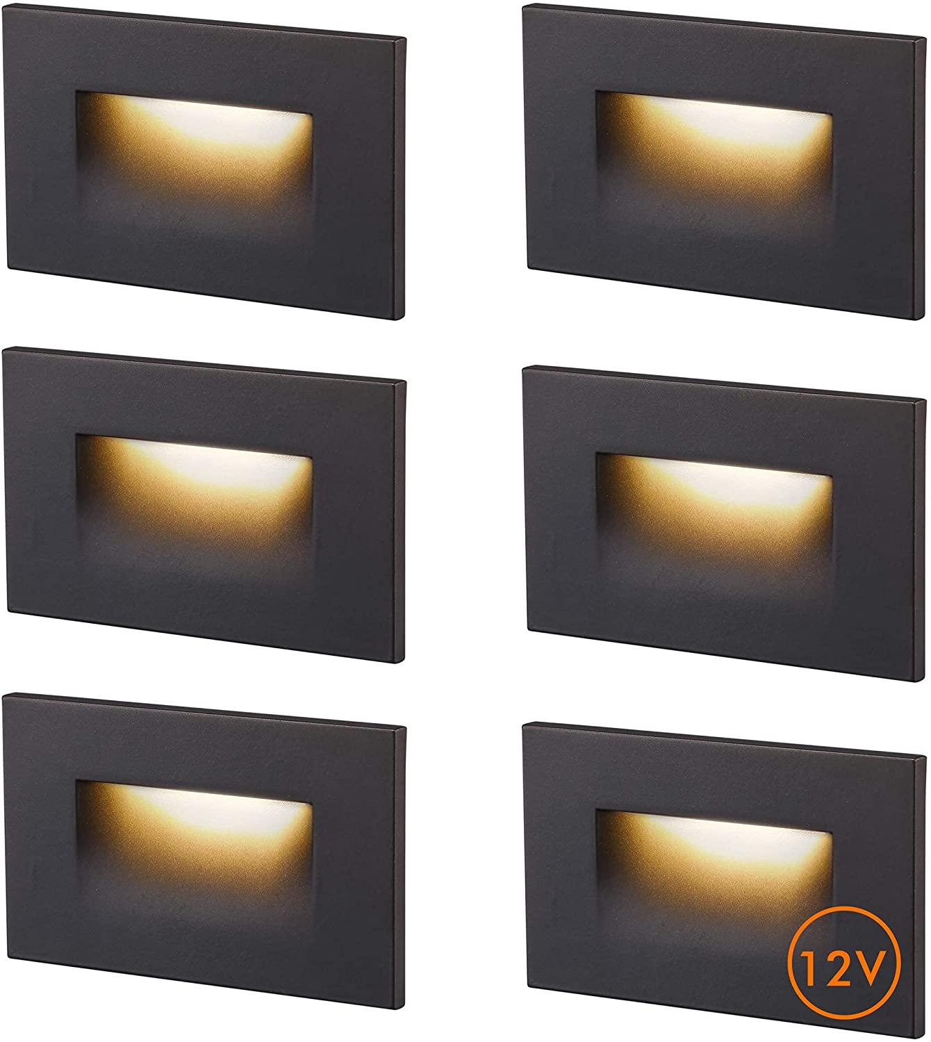 Low Voltage LED Step/Stair Light, 12V 3W, 55lm, 3CCT, ORB, 6 PCs
