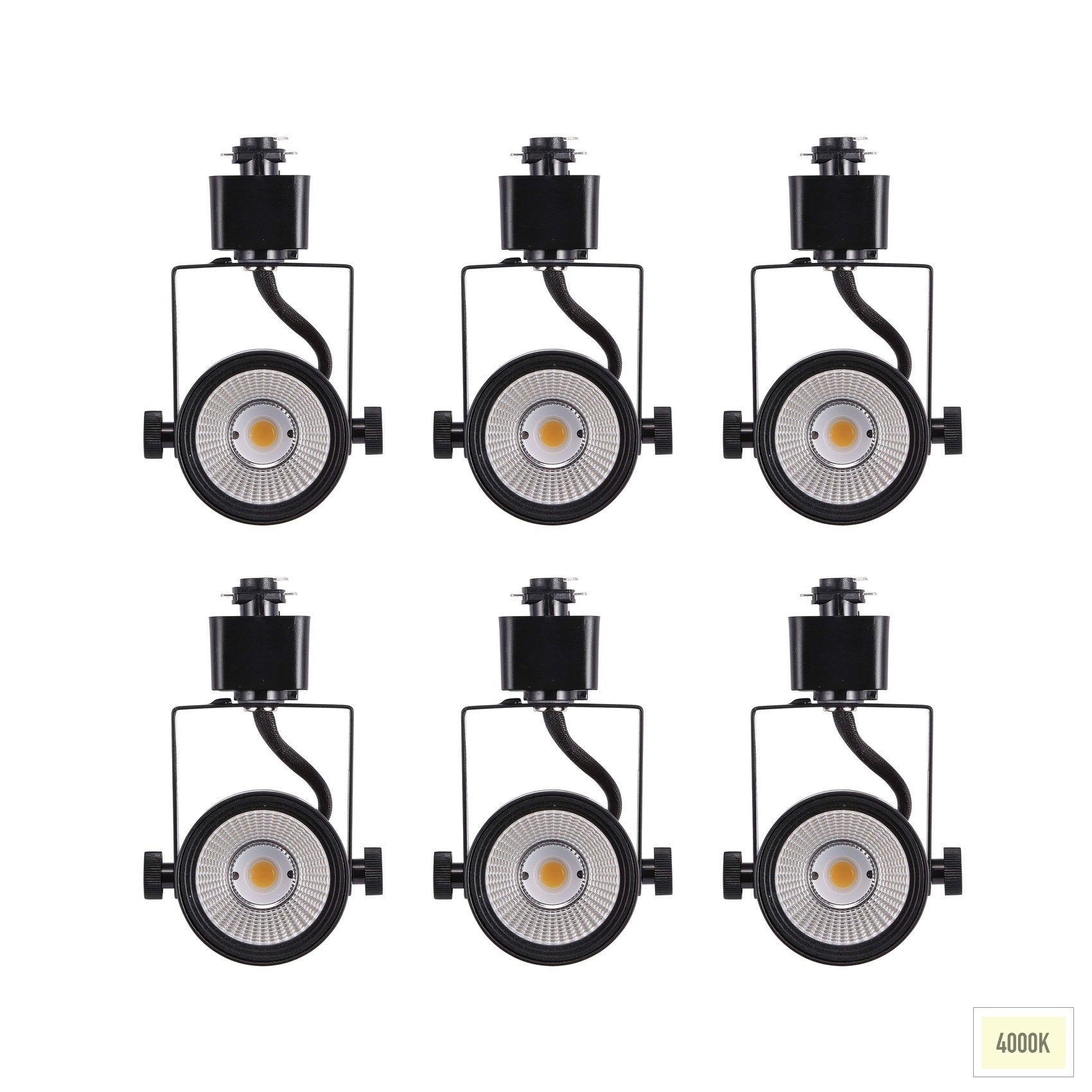6-Pack 8W 4000K Cool White Dimmable LED Track Light Head, CRI90+ True Color Rendering Adjustable Tilt Angle Track Lighting Fixture,40° Angle for Accent Retail, Halo Type, Black Finish