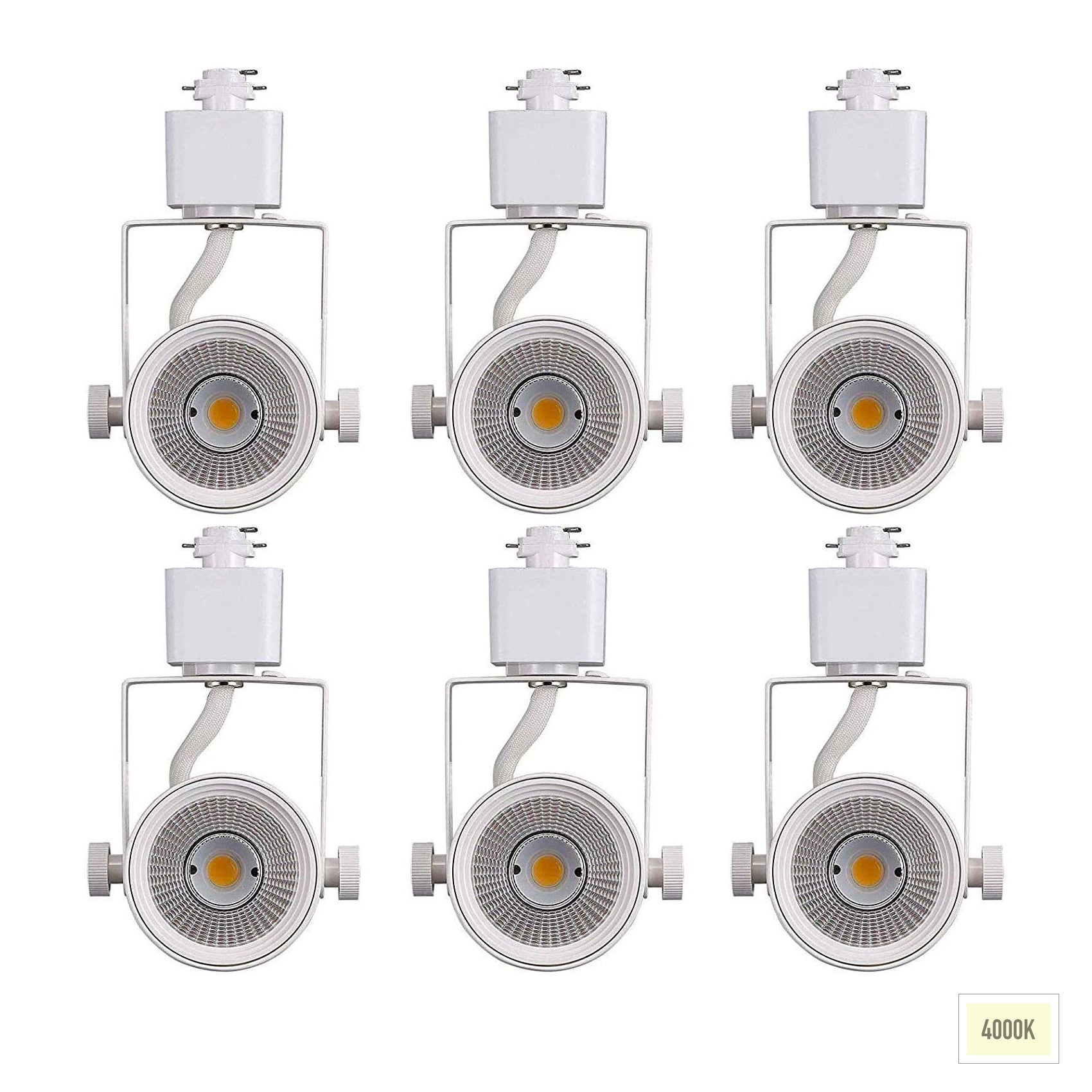6-Pack 8W 4000K Cool White Dimmable LED Track Light Head, CRI90+ True Color Rendering Adjustable Tilt Angle Track Lighting Fixture,40° Angle for Accent Retail, Halo Type, White Finish