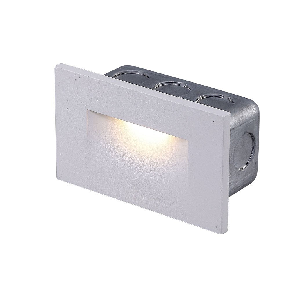 LED Step/Stair Light, 120V 3W 50lm, 3000K Warm White, White, 3 PCs