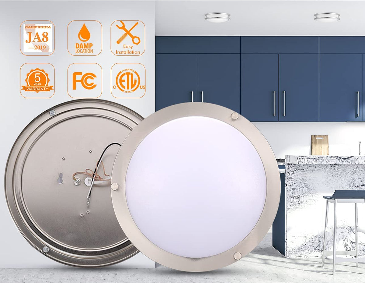 Cloudy Bay LED Flush Mount Ceiling Light, 10", Dimmable LED, BN Finish
