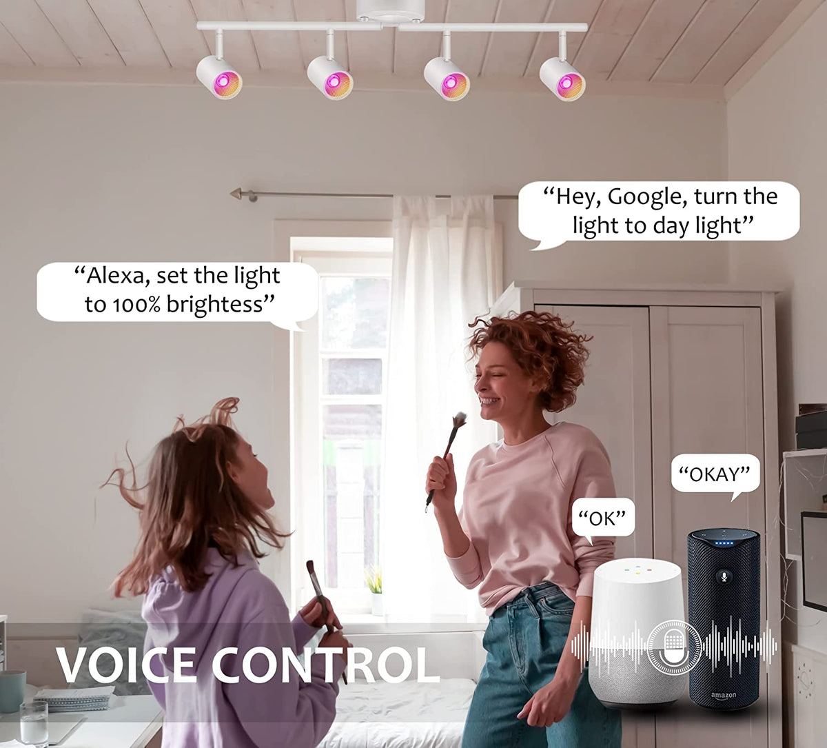 CloudyBay 4Light Smart WiFi LED Track Light Kit,RGBCW Color Changing