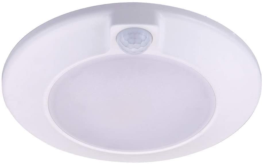 Motion Sensor Ceiling Light, 120V CRI90 10W 5000K Bright Day Light, 6.5 inch LED Flush Mount Round Lighting Fixture For Garage, Walk-in Closet, Attic,Pantry Wet location White Finish